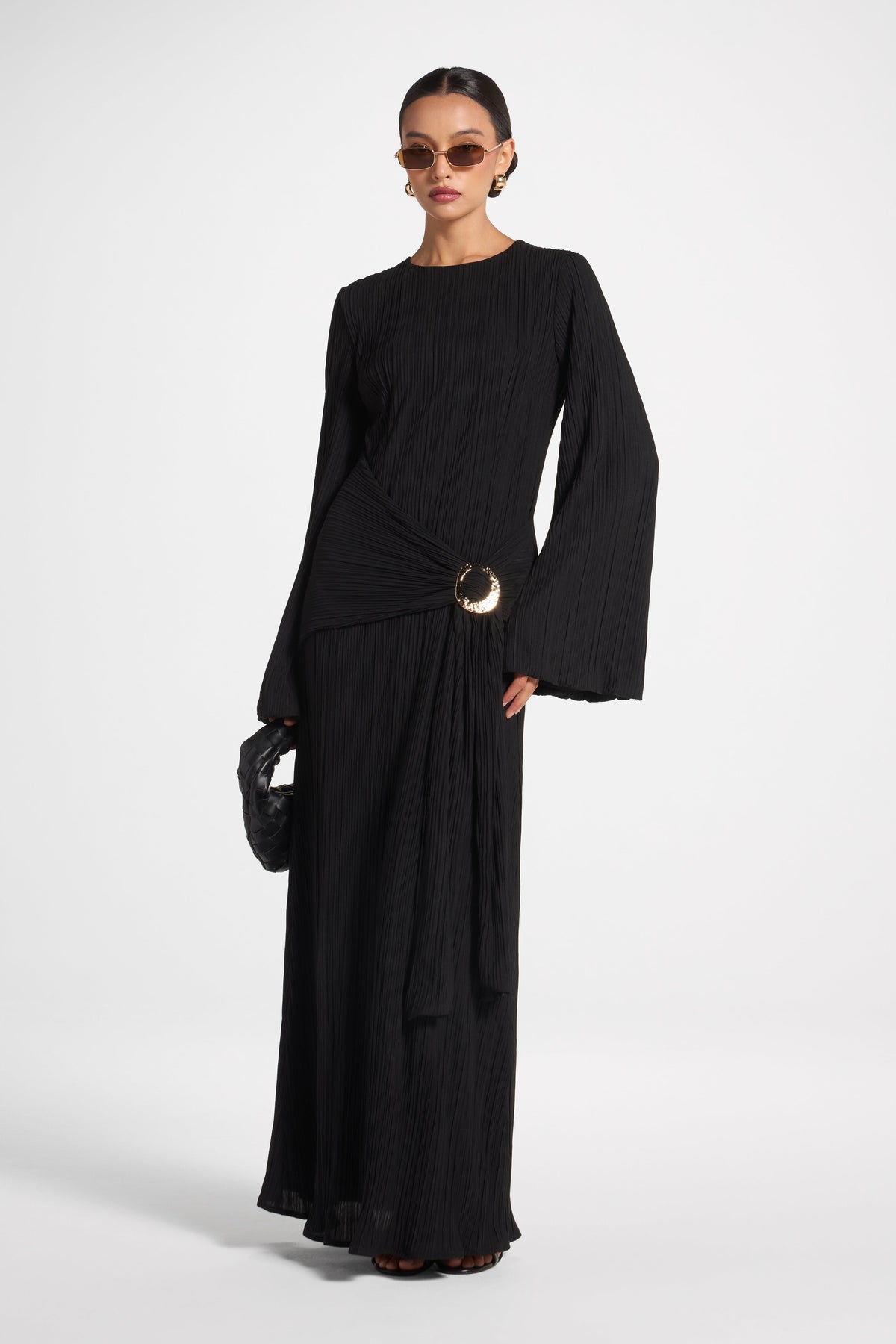 Plissé Maxi Dress - Black Dress Veiled 