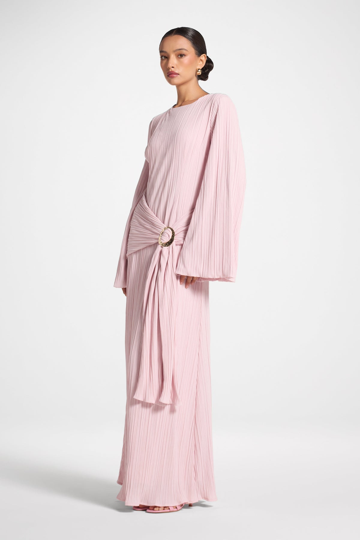 Plissé Maxi Dress - Soft Pink Dress Veiled 
