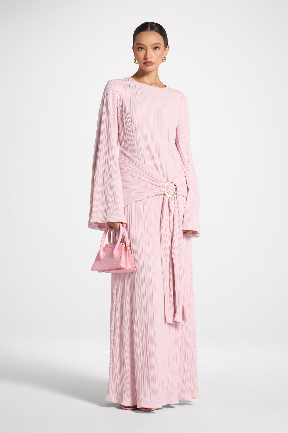 Plissé Maxi Dress - Soft Pink Dress Veiled 