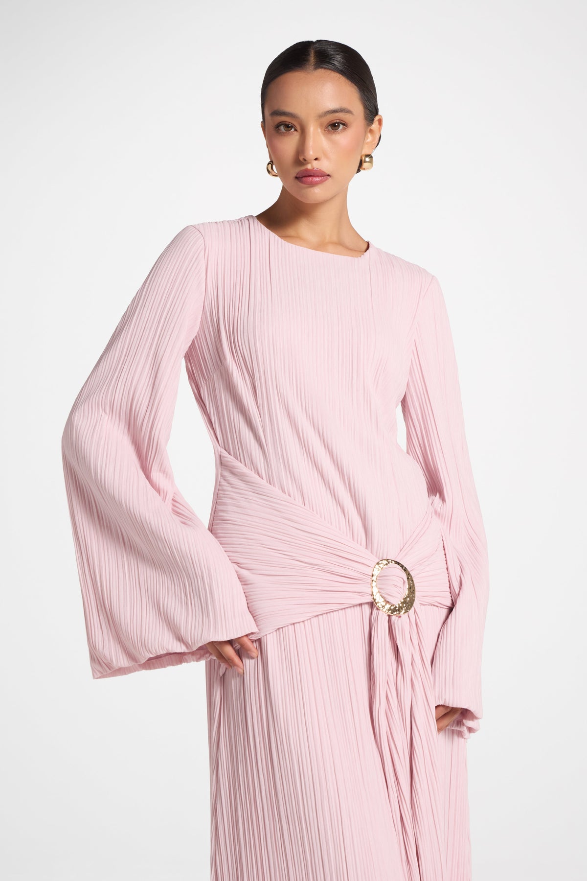 Plissé Maxi Dress - Soft Pink Dress Veiled 
