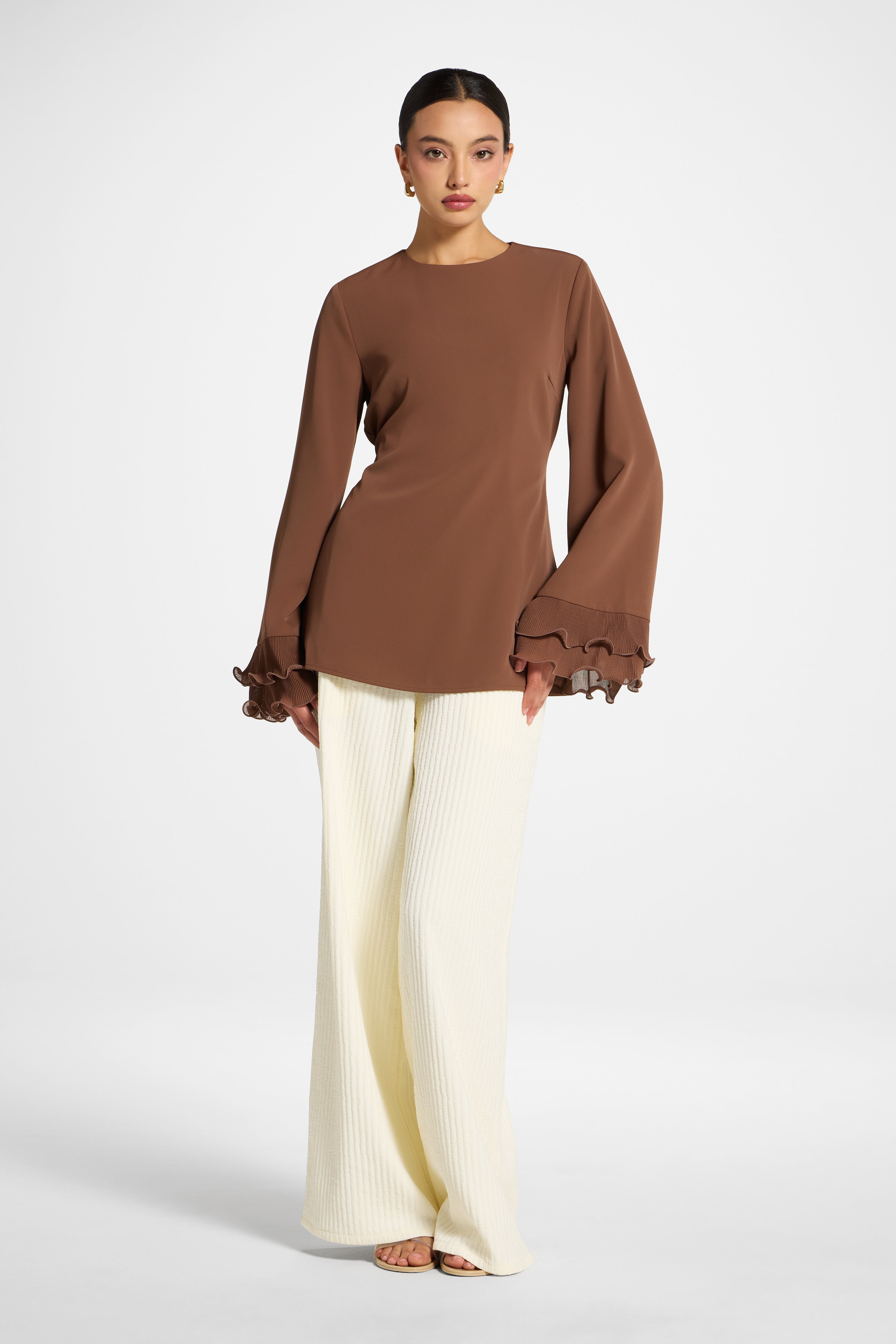 Plisse Top - Chocolate Abayas Veiled 