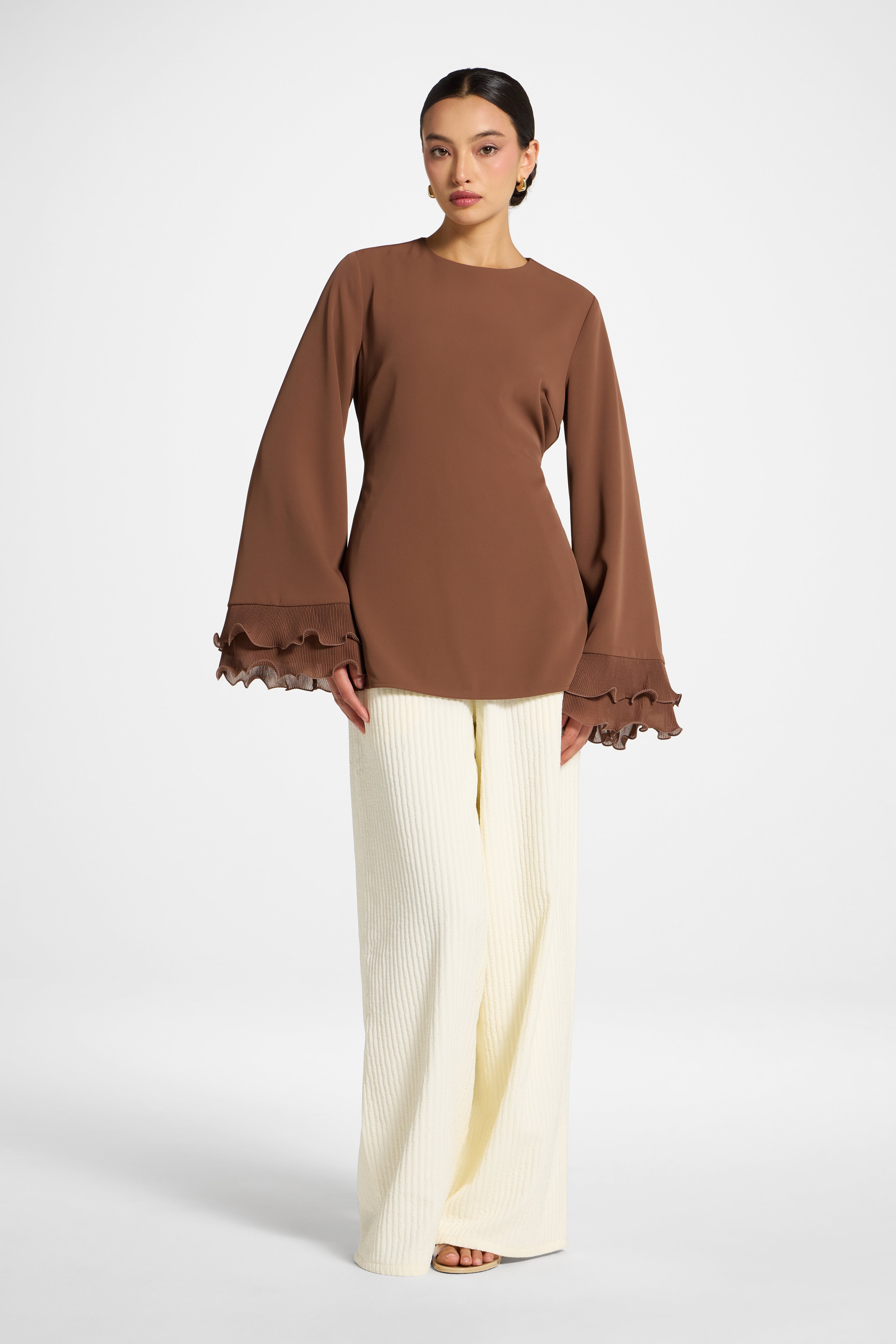 Plisse Top - Chocolate Abayas Veiled 