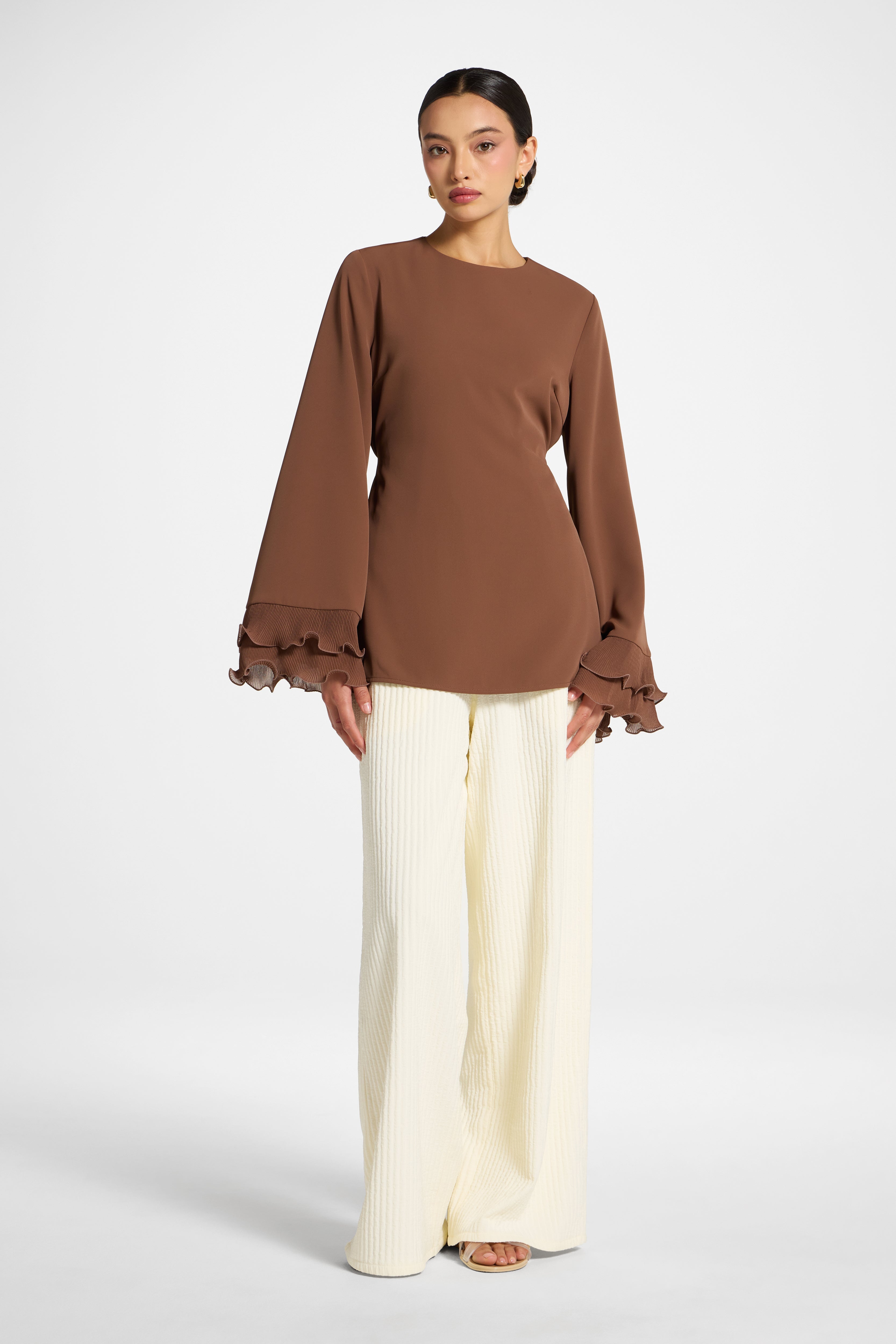 Plisse Top - Chocolate Abayas Veiled 