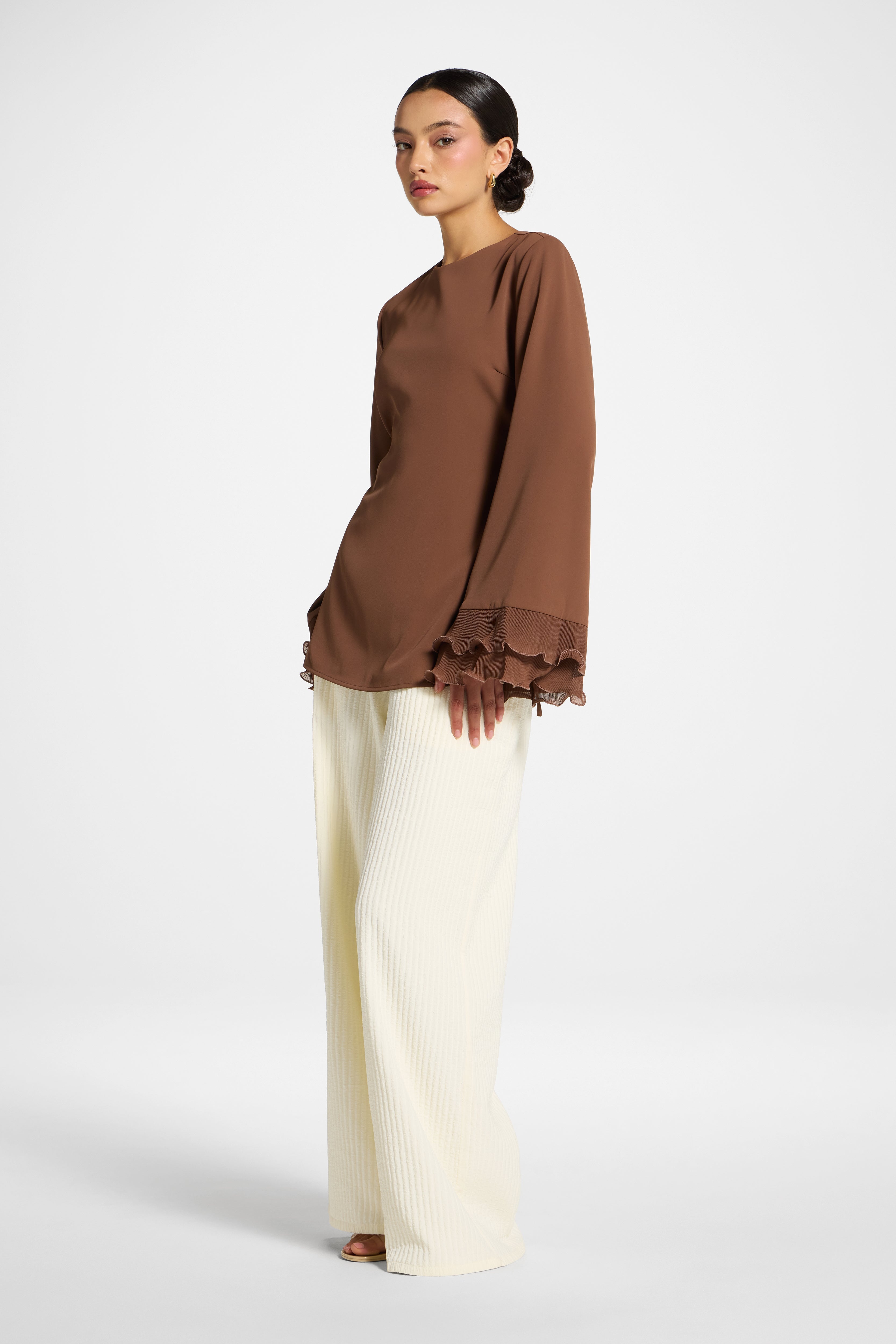 Plisse Top - Chocolate Abayas Veiled 
