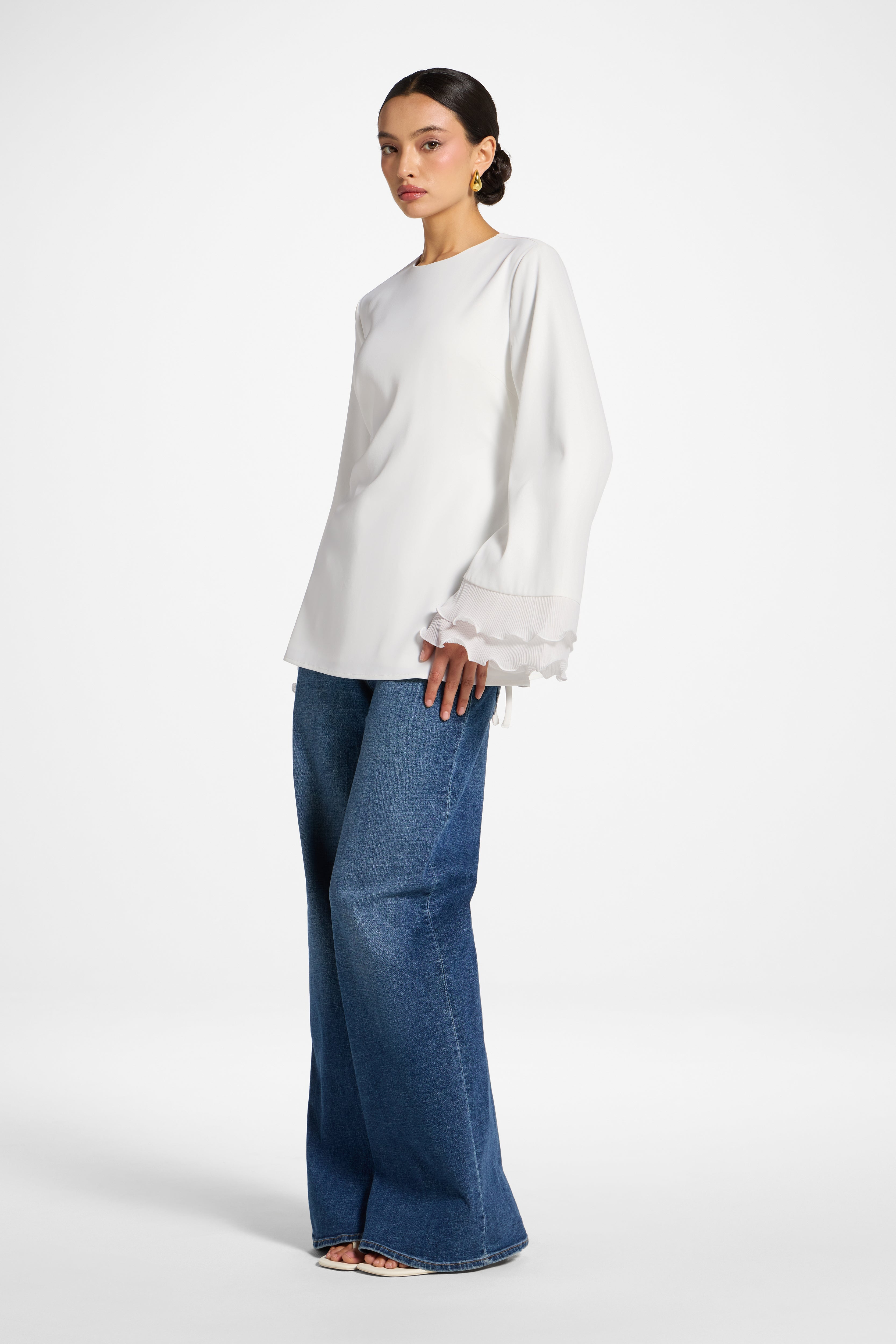 Plisse Top - White Abayas Veiled 