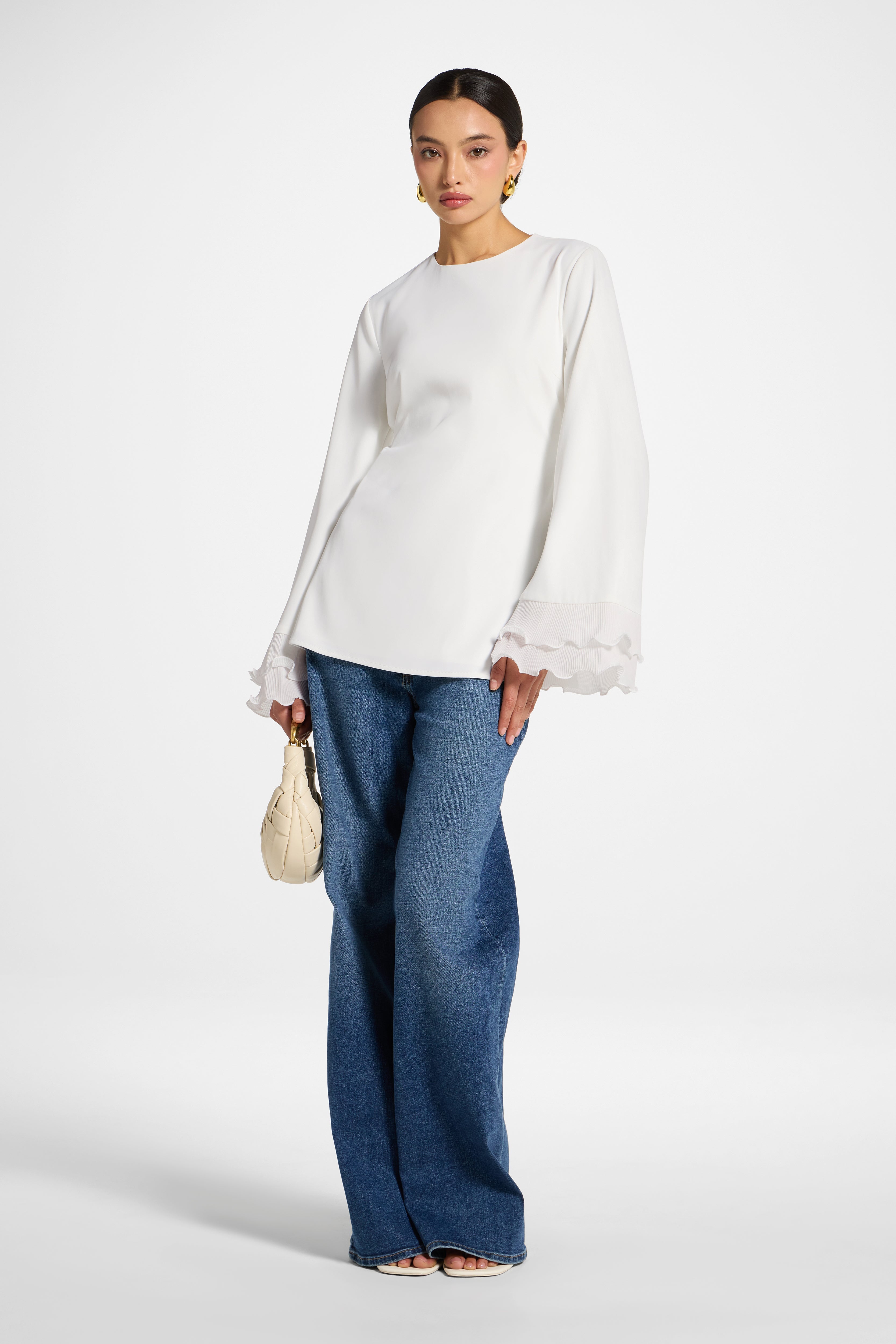 Plisse Top - White Abayas Veiled 