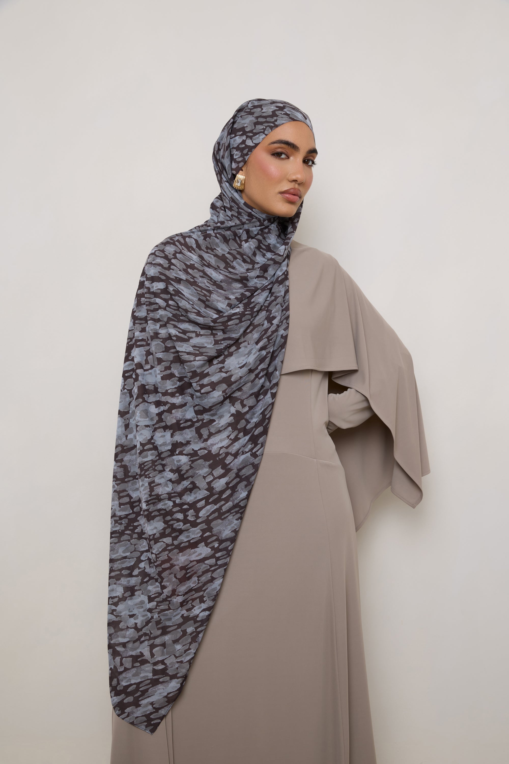 Printed Chiffon Hijab - Cloudburst Hijab Veiled 