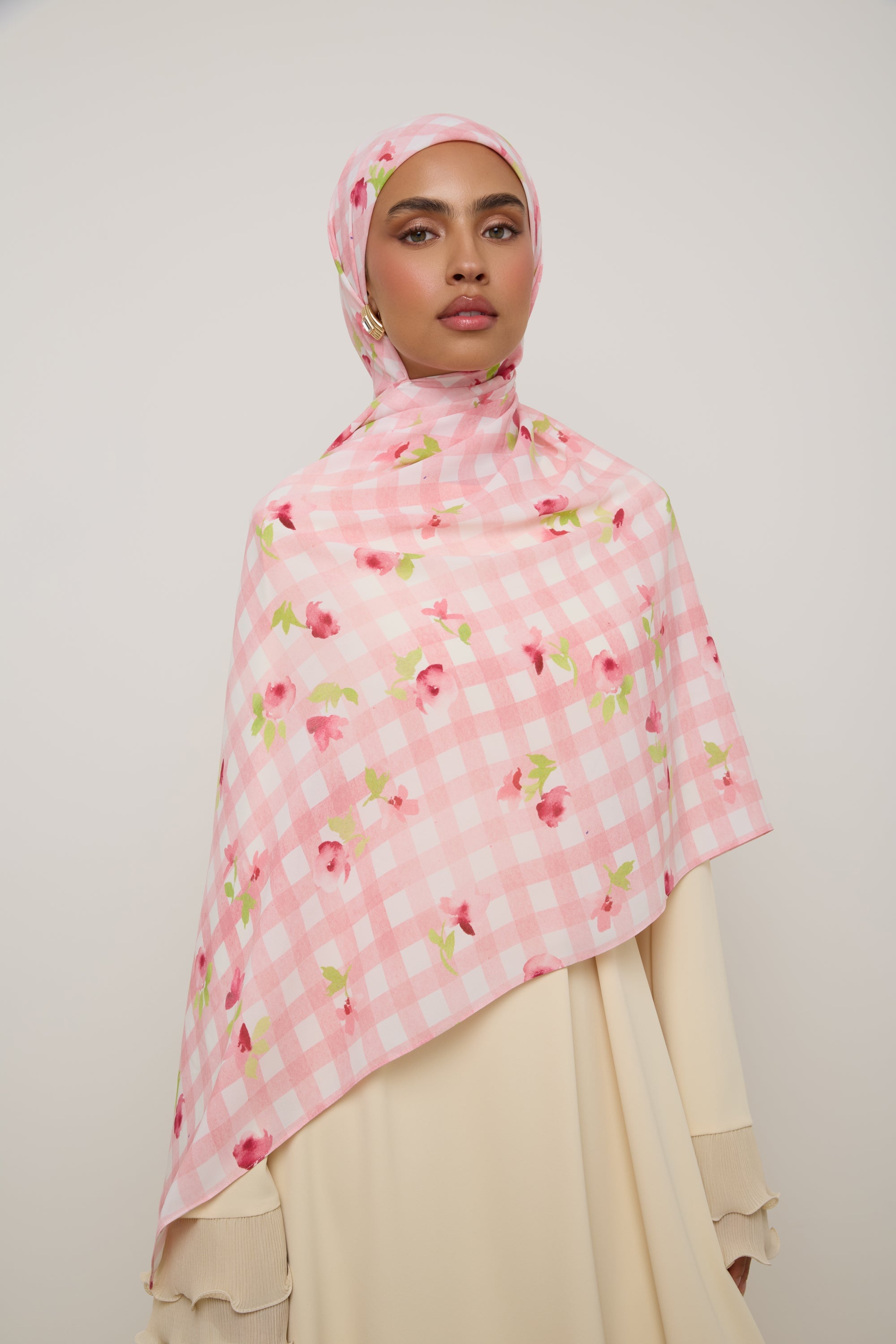 Printed Chiffon Hijab - Pink Picnic Hijab Veiled 
