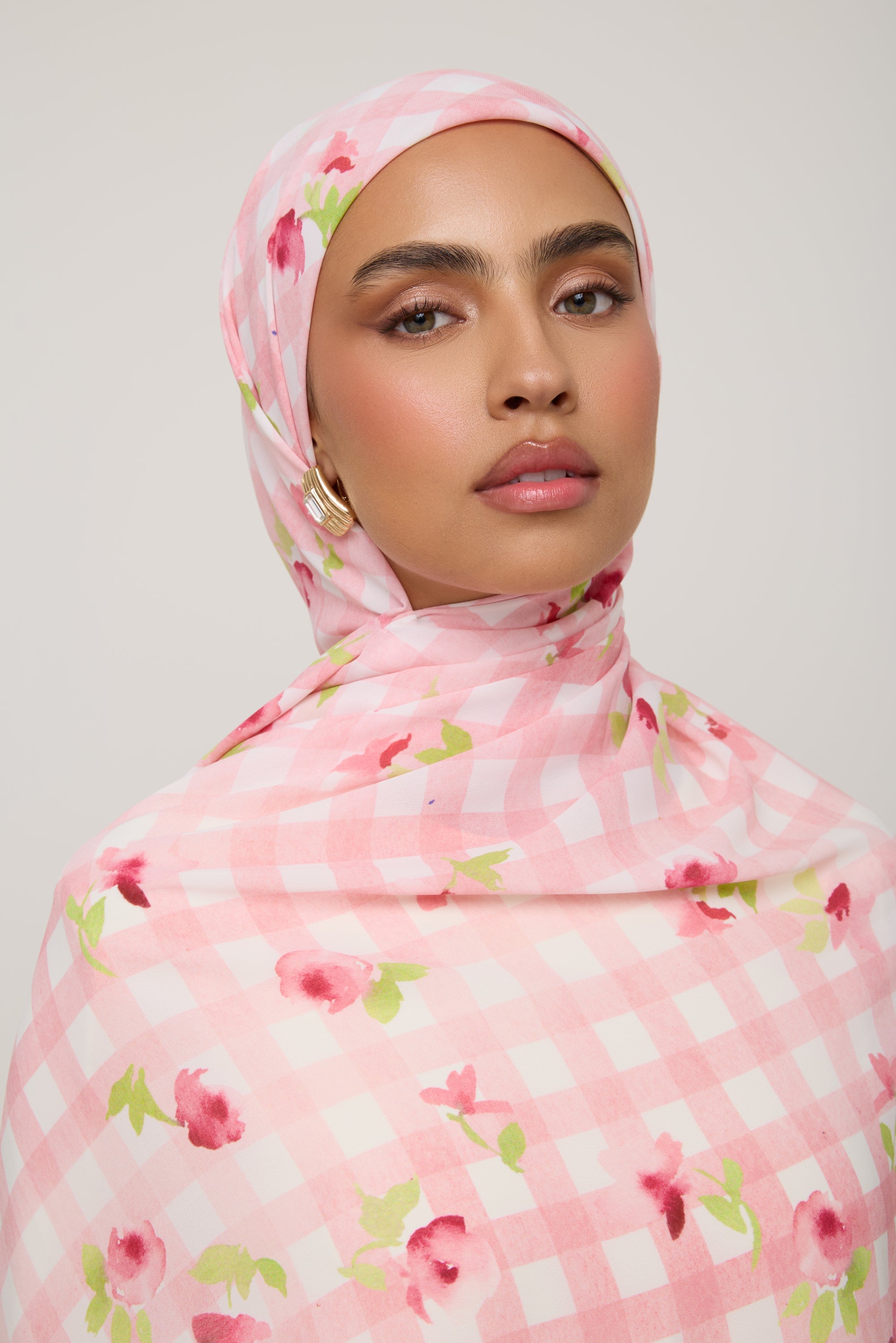 Printed Chiffon Hijab - Pink Picnic Hijab Veiled 