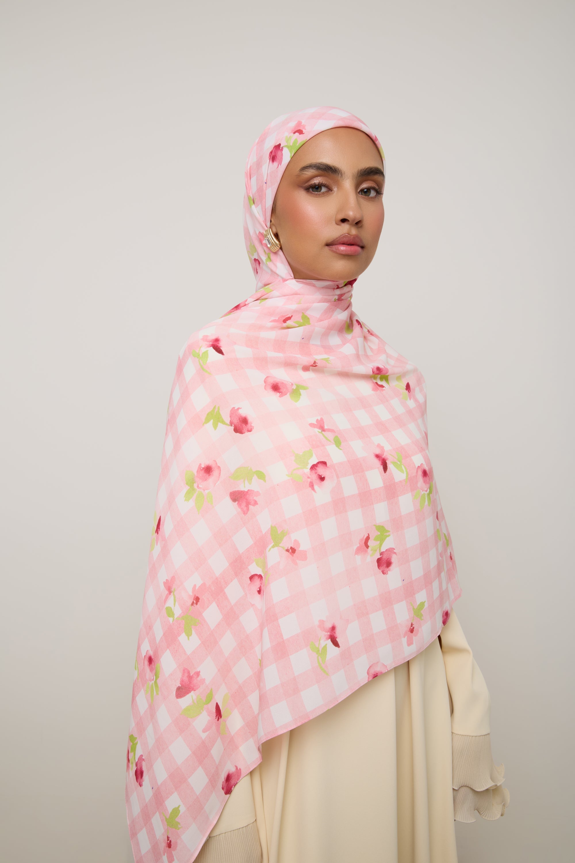 Printed Chiffon Hijab - Pink Picnic Hijab Veiled 