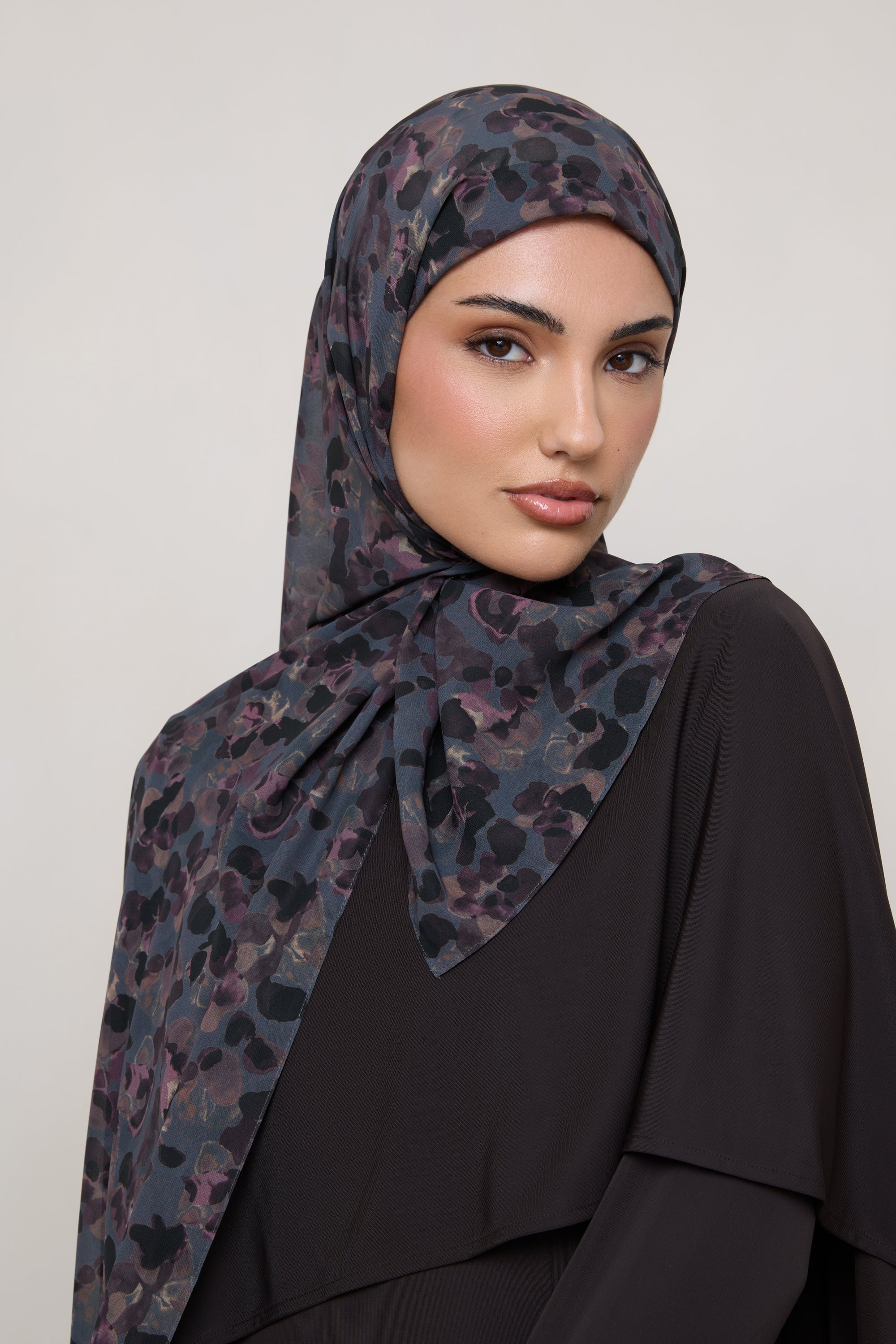 Printed Chiffon Hijab - Watercolor Bloom Hijab Veiled 