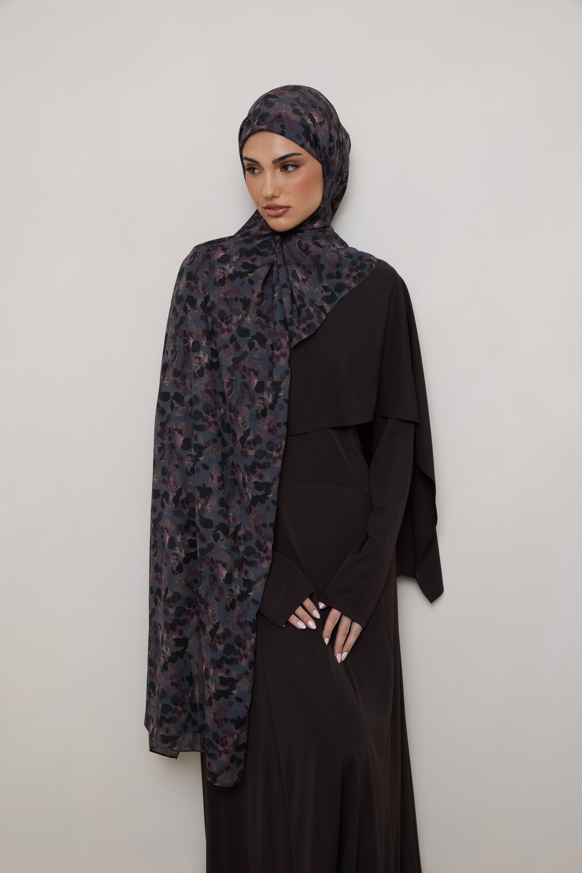 Printed Chiffon Hijab - Watercolor Bloom Hijab Veiled 
