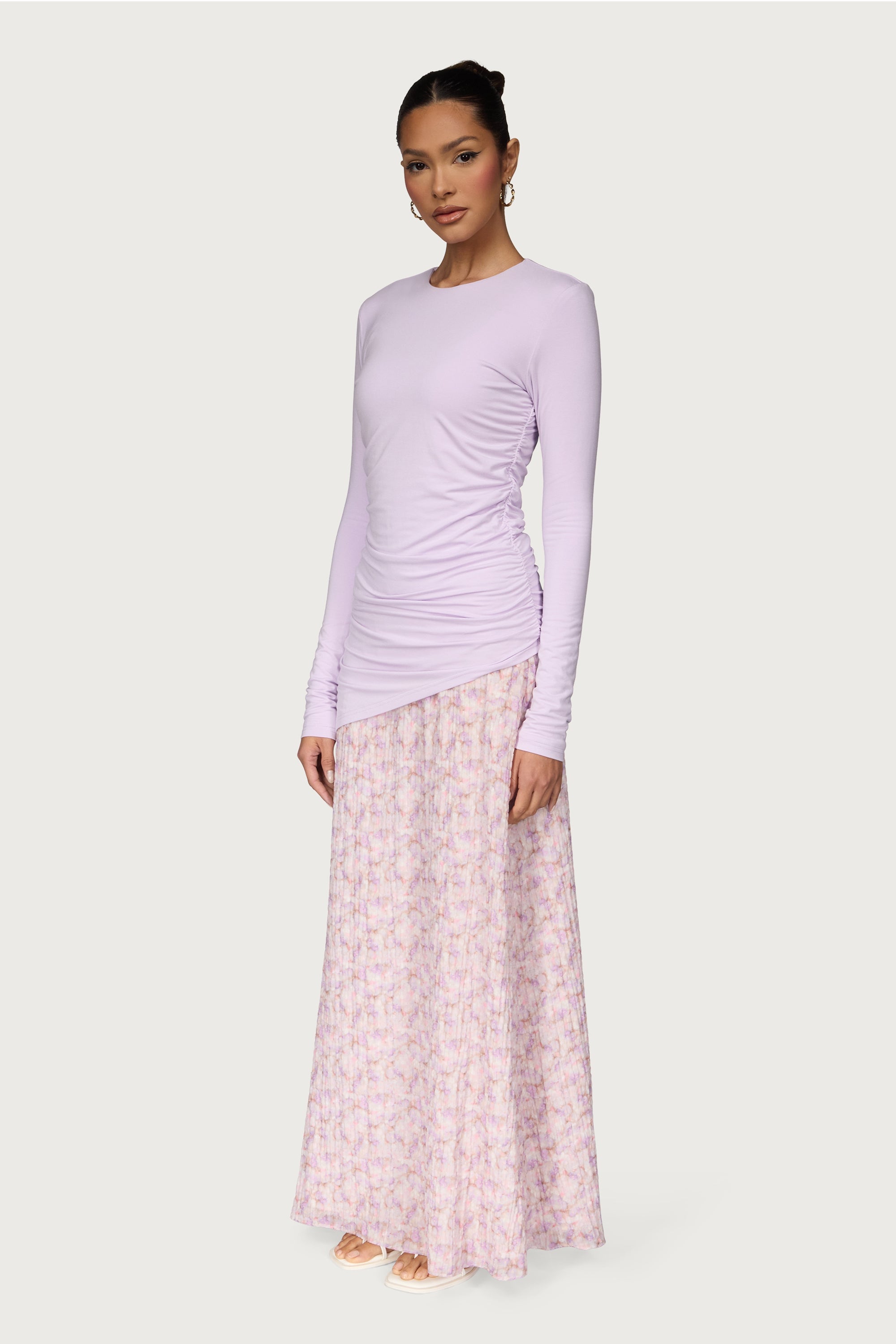 Printed Floral Maxi Skirt - Lilac