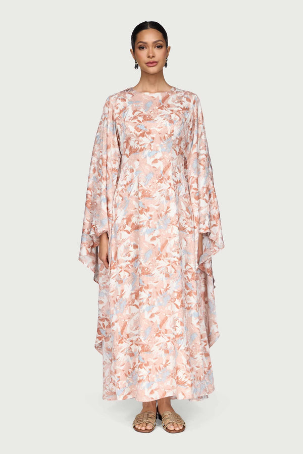 Printed Kaftan Maxi Dress - Pink Dresses Veiled 