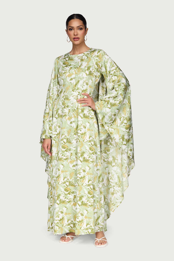Printed Kaftan Maxi Dress - Sage Dresses Veiled 