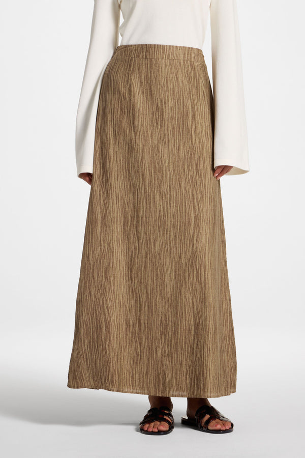 Printed Maxi Skirt - Brown Abayas Veiled 