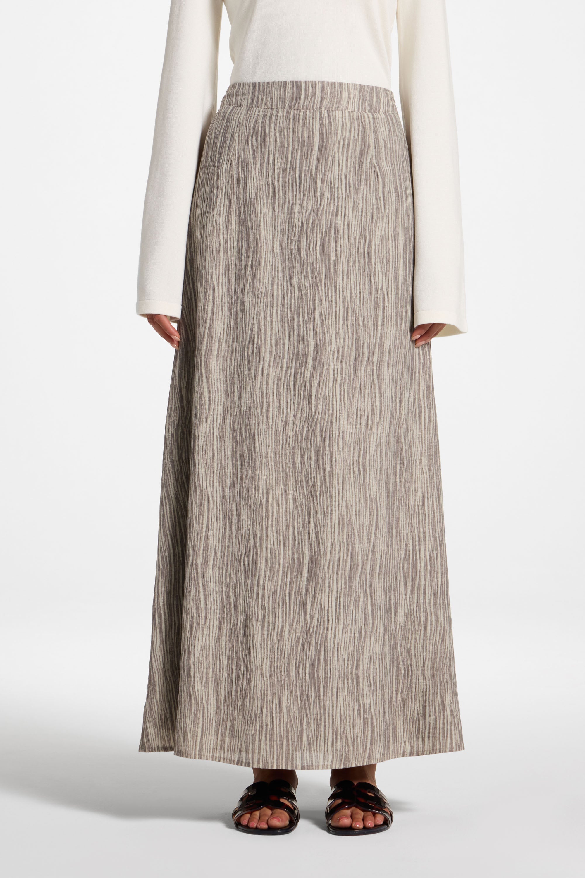 Printed Maxi Skirt - Taupe Abayas Veiled 