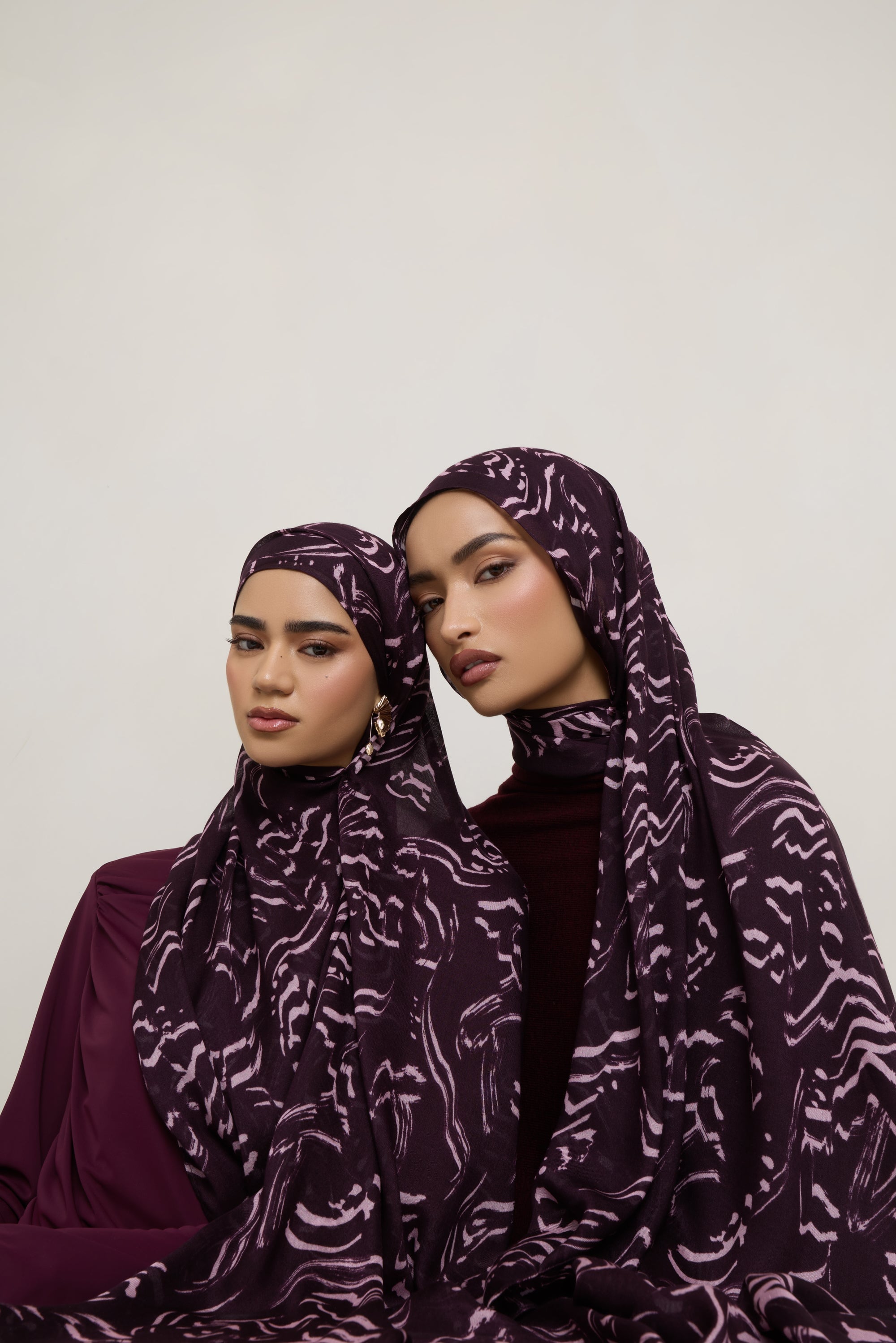 Printed Modal Hijab - Abstract Plum Hijabs Veiled 
