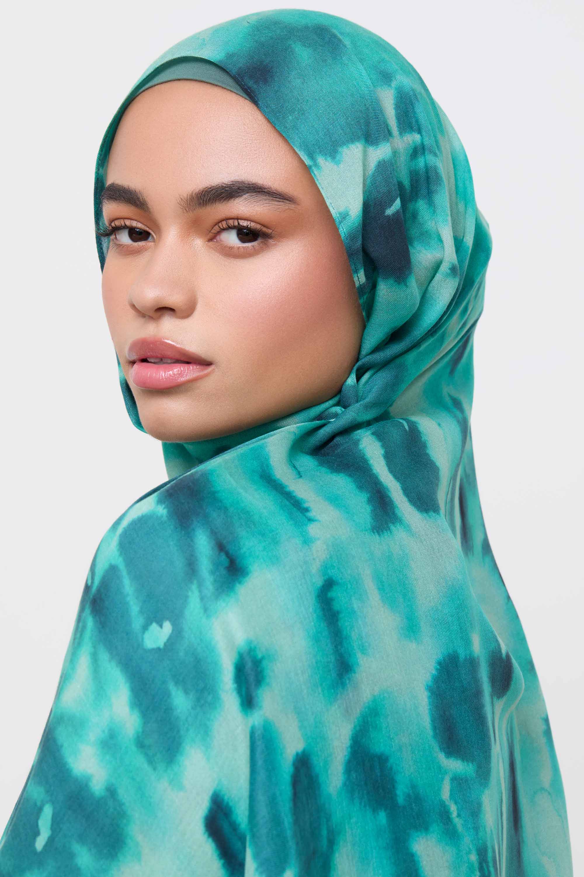 Printed Modal Hijab - Aqua Mirage Hijabs Veiled 