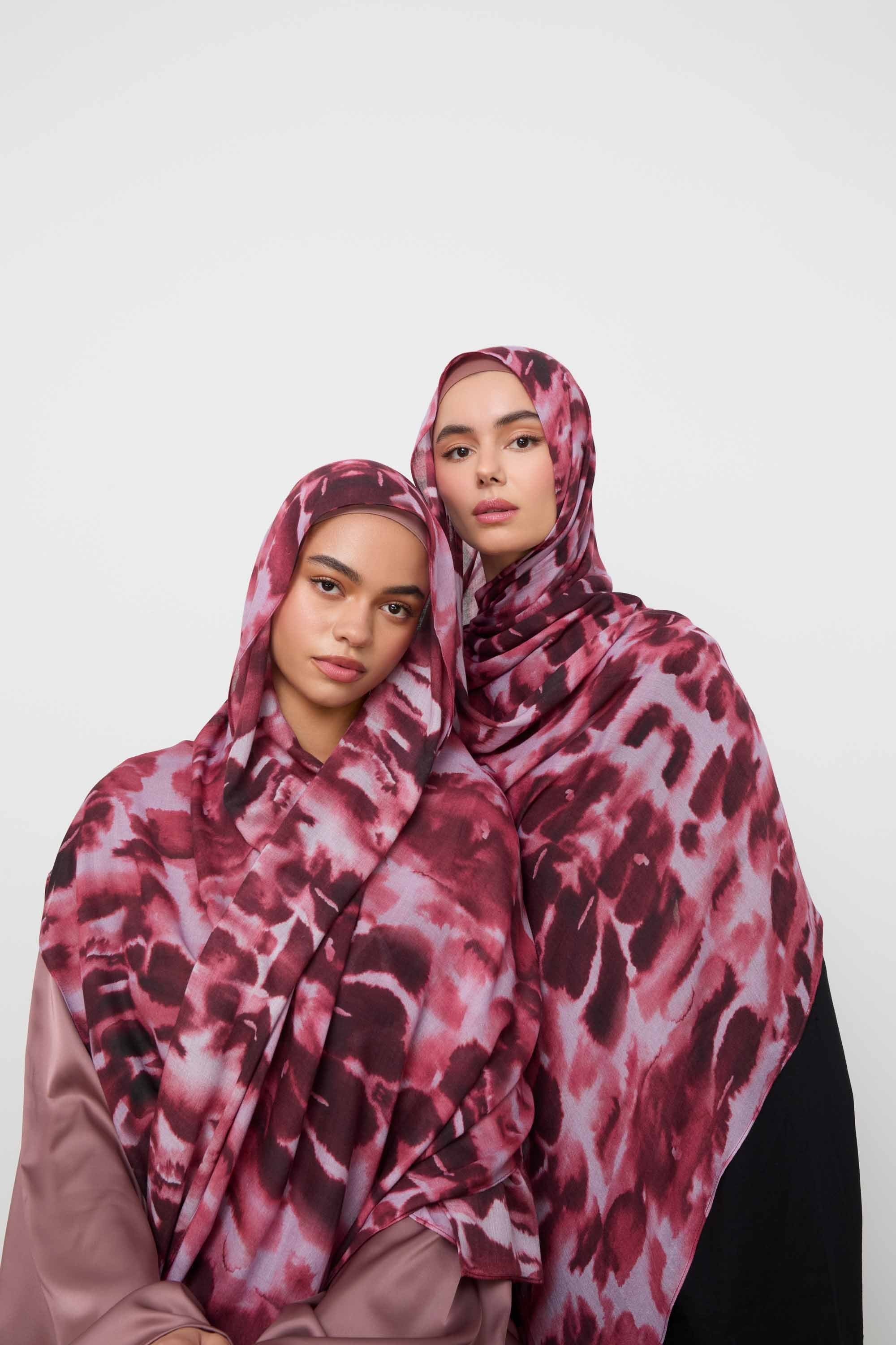 Printed Modal Hijab - Berry Mirage Hijabs Veiled 