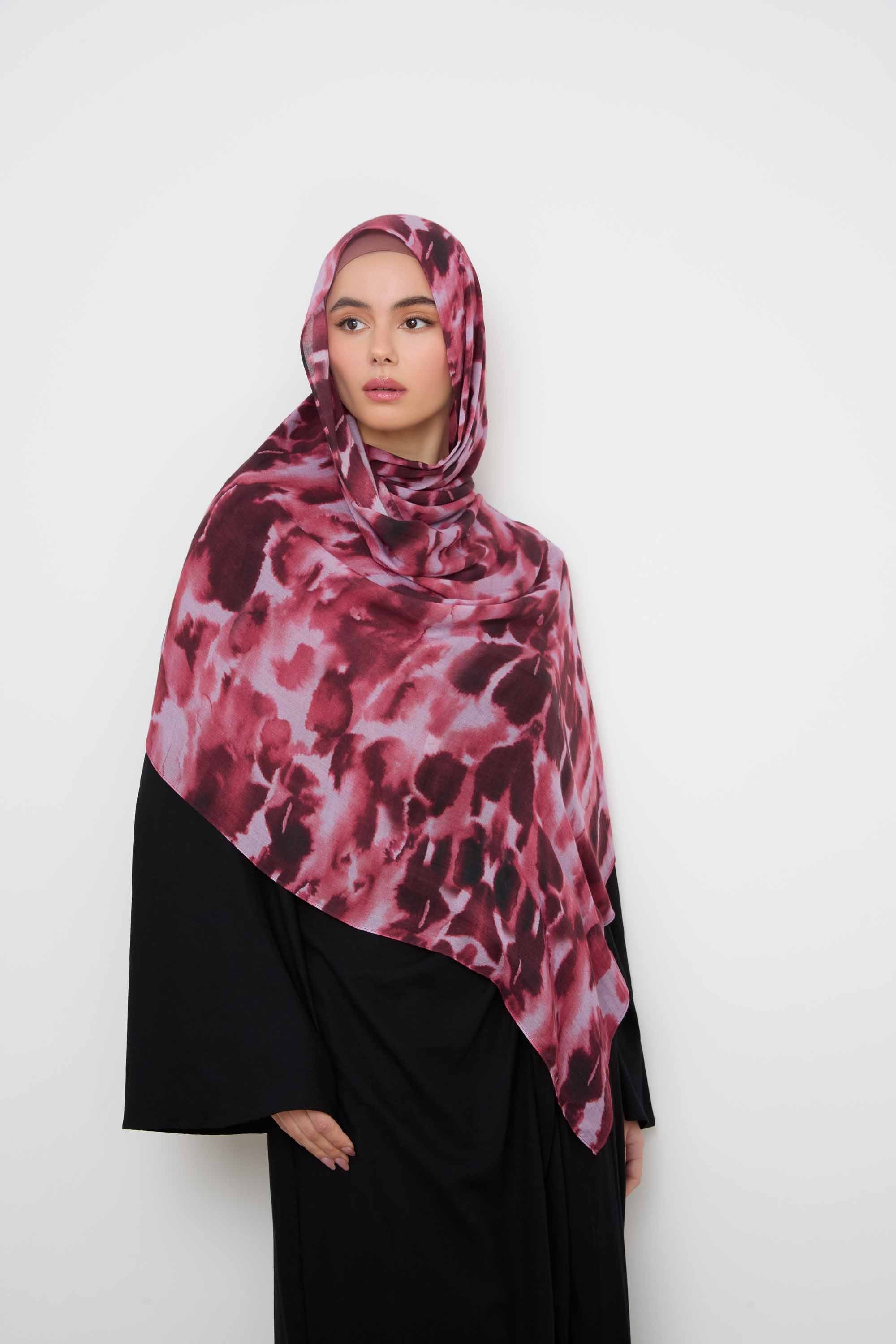 Printed Modal Hijab - Berry Mirage Hijabs Veiled 