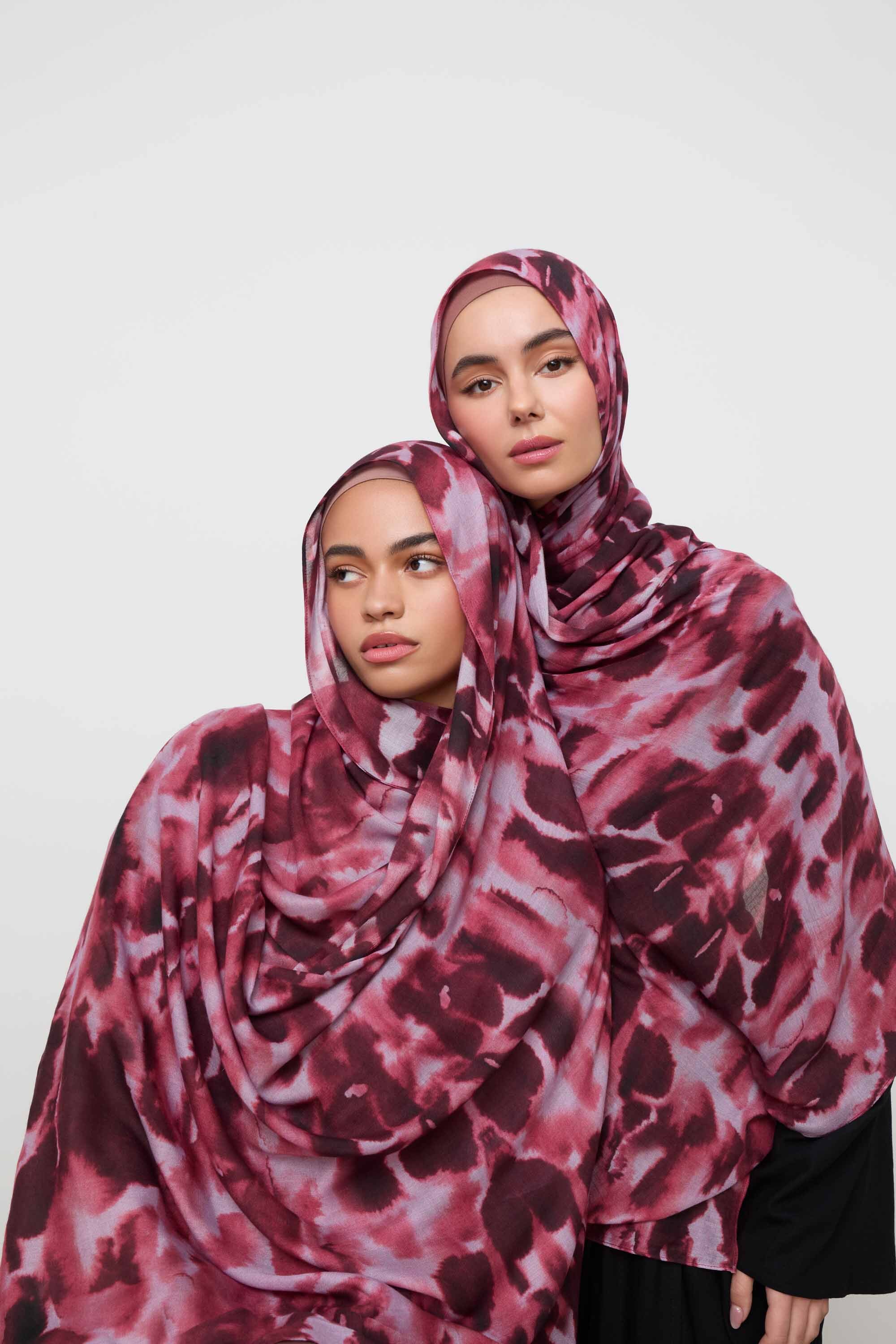 Printed Modal Hijab - Berry Mirage Hijabs Veiled 