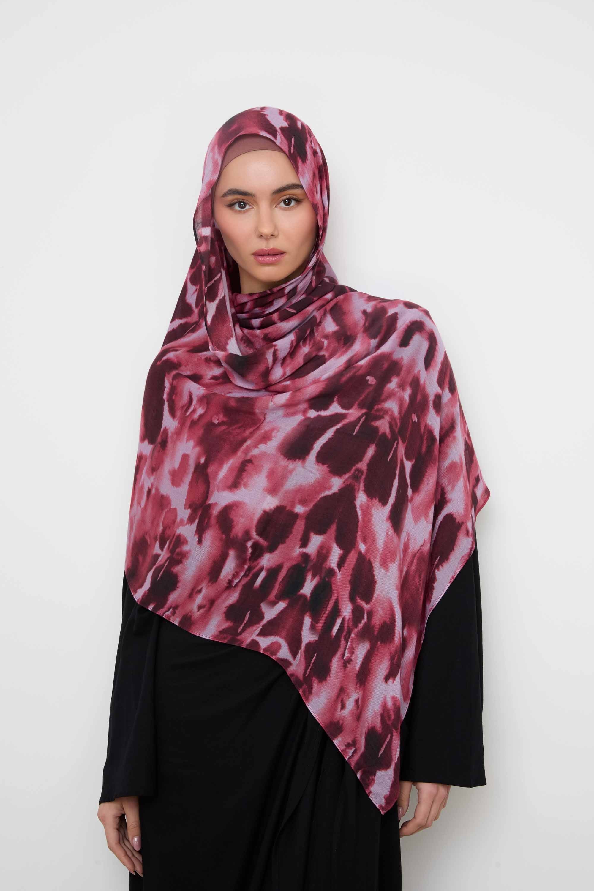 Printed Modal Hijab - Berry Mirage Hijabs Veiled 