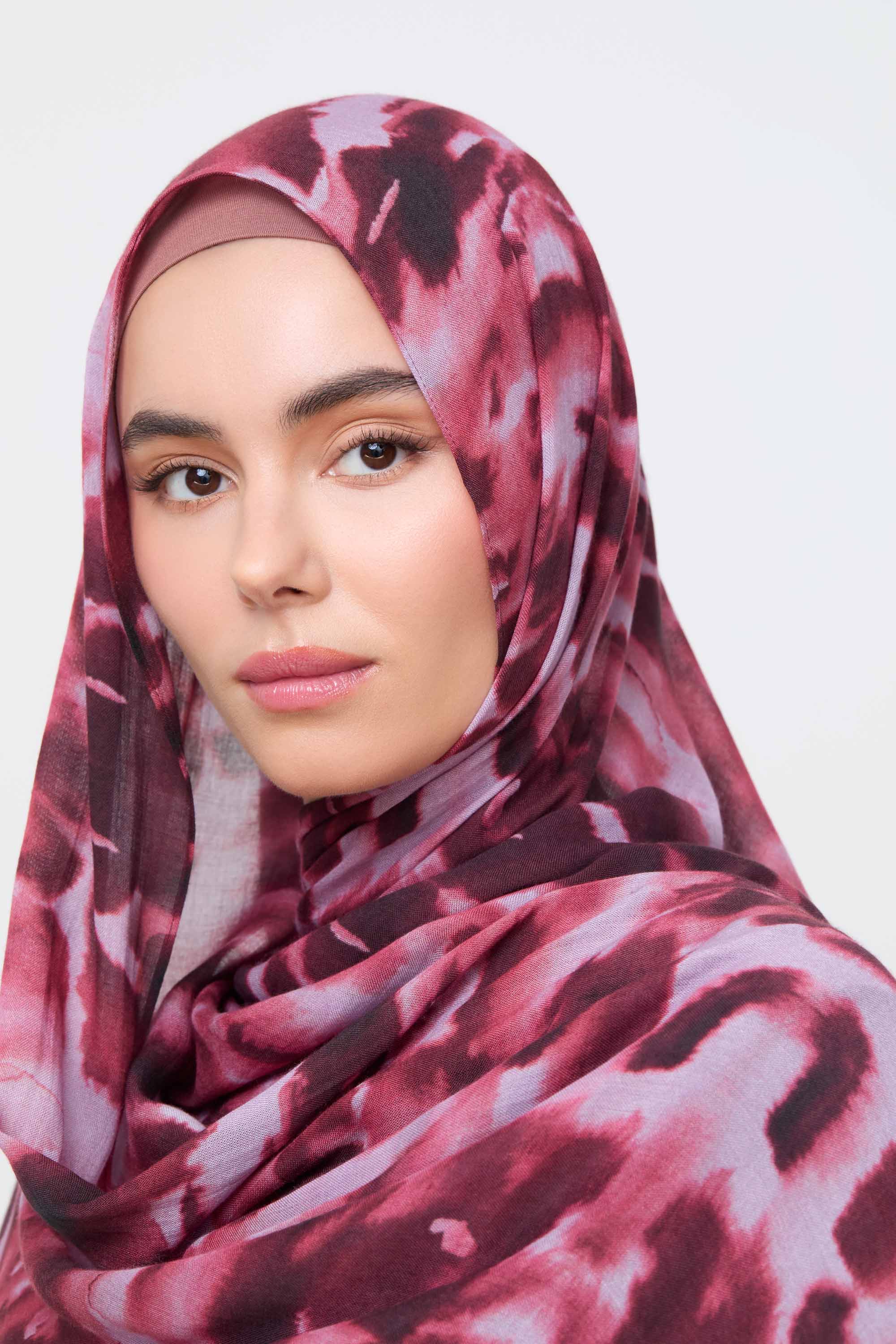 Printed Modal Hijab - Berry Mirage Hijabs Veiled 