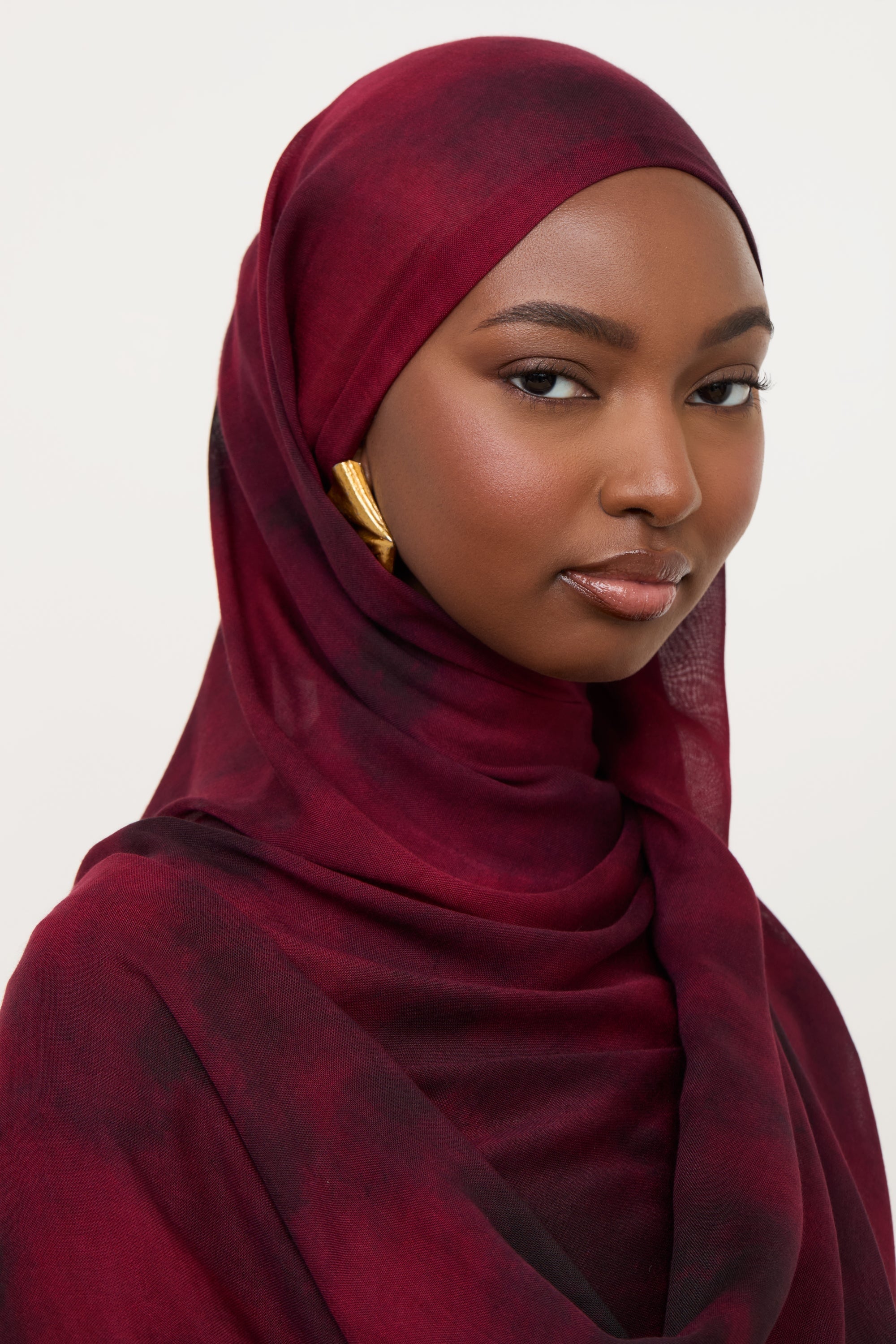 Printed Modal Hijab - Black Ruby Hijabs Veiled 