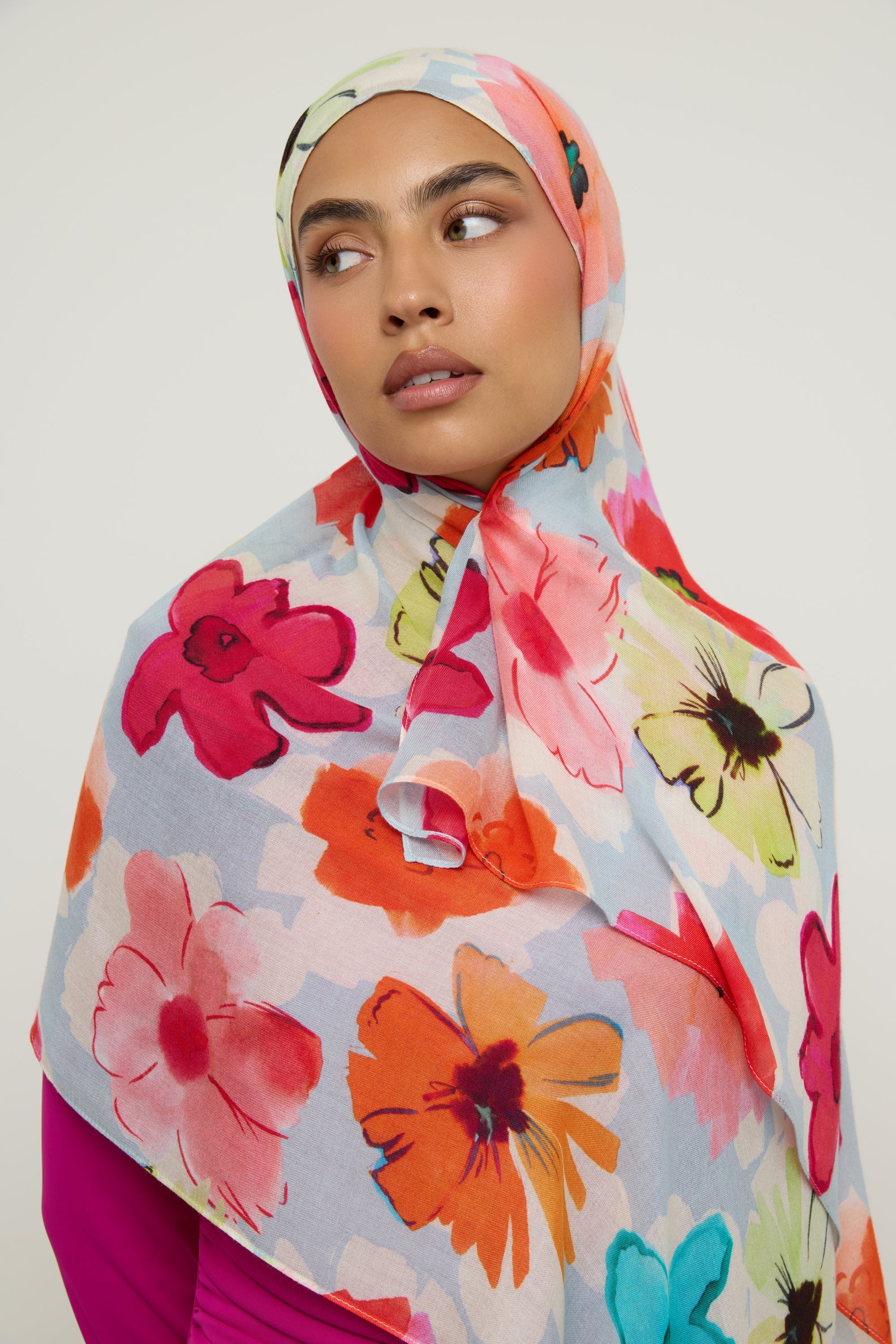 Printed Modal Hijab - Botanical Blue Hijab Veiled 