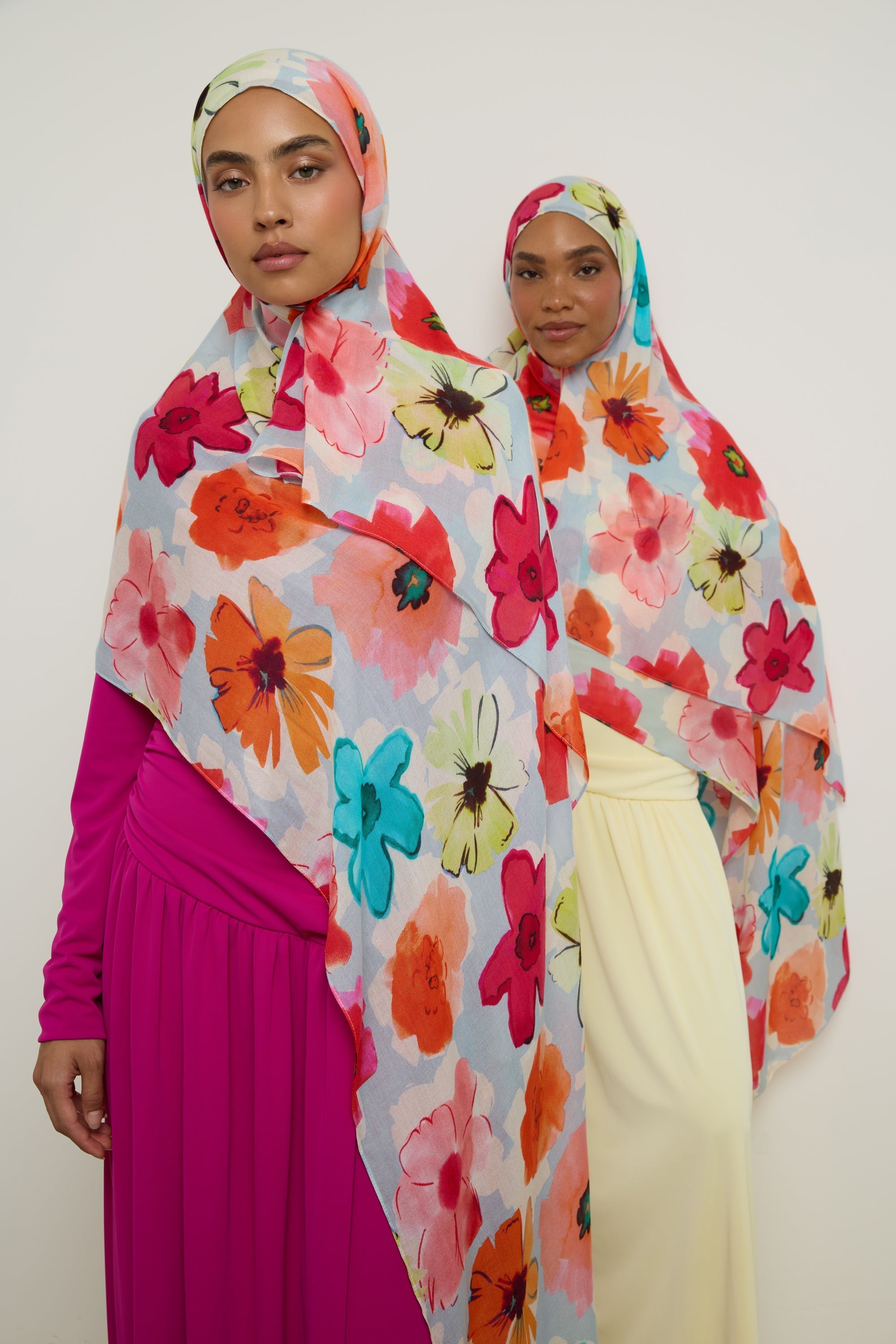 Printed Modal Hijab - Botanical Blue Hijab Veiled 