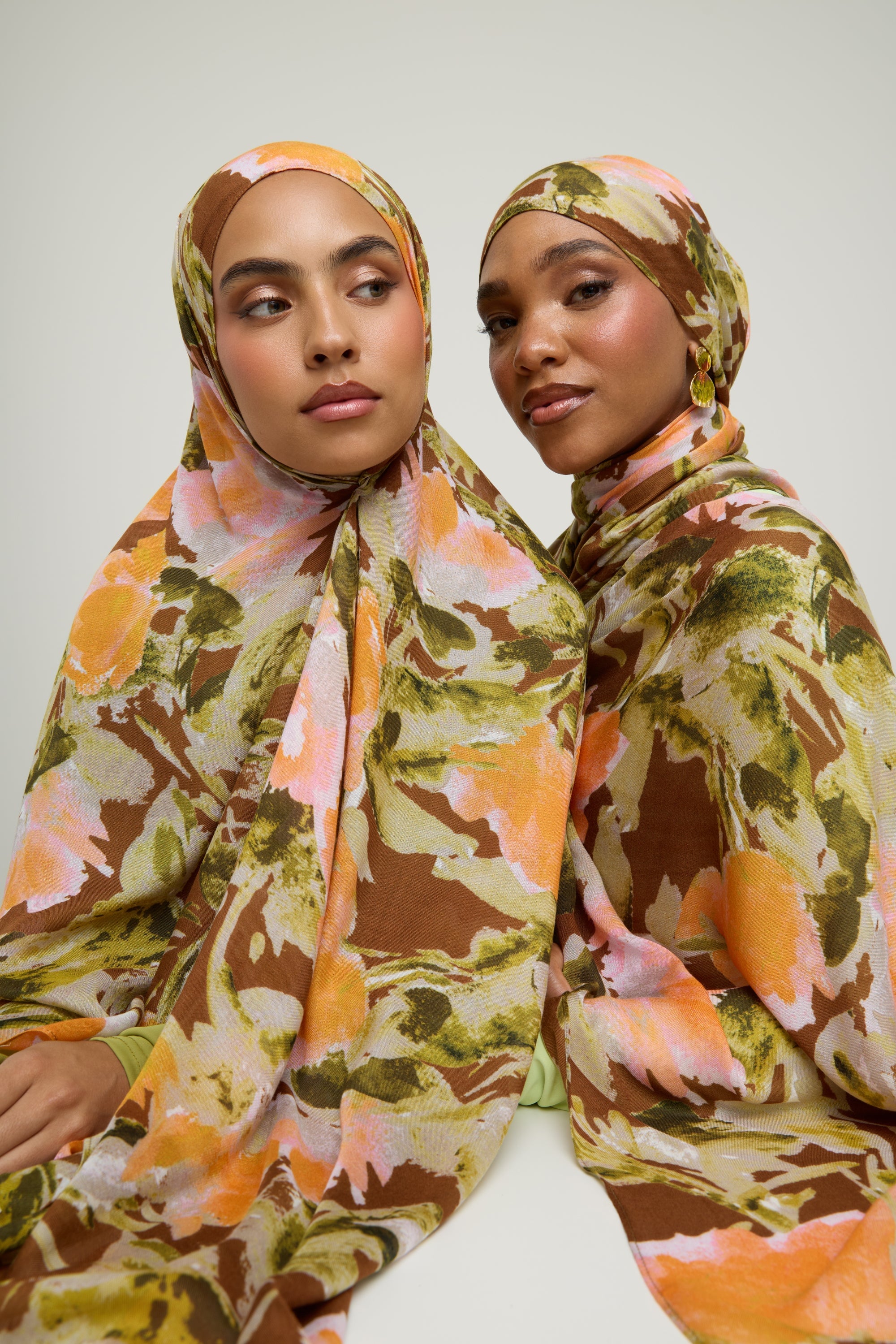 Printed Modal Hijab - Brown Floral Hijab Veiled 