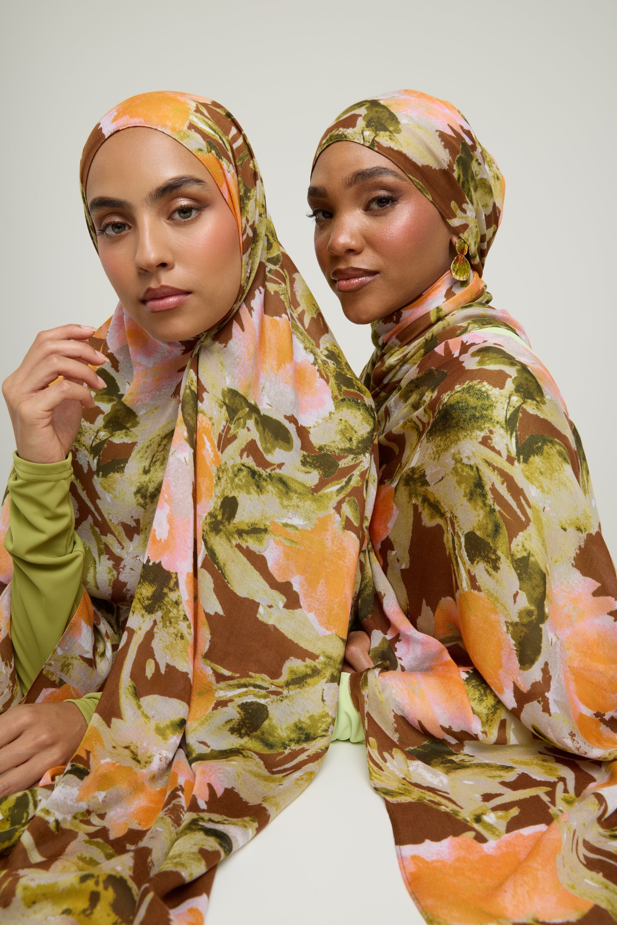 Printed Modal Hijab - Brown Floral Hijab Veiled 