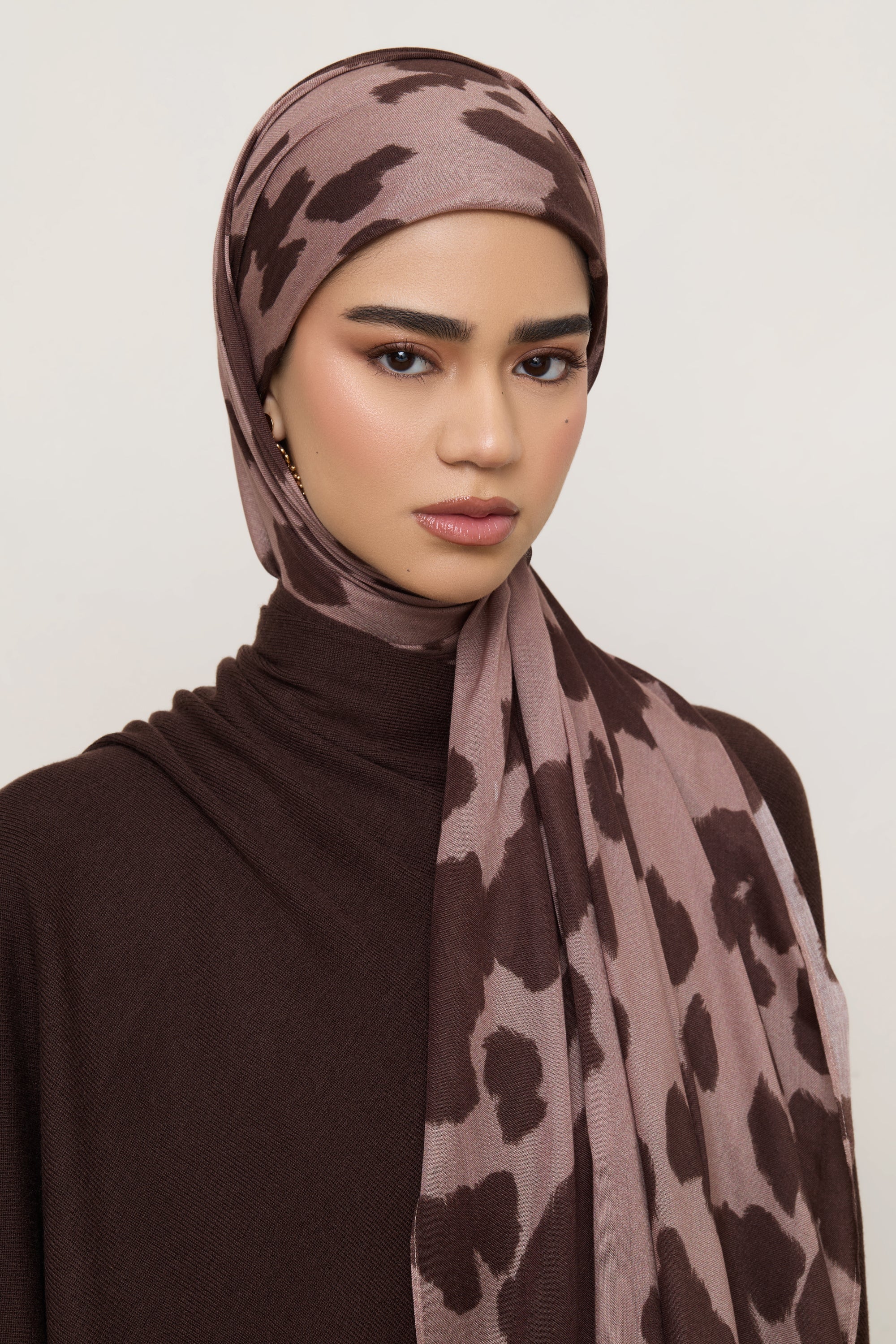 Printed Modal Hijab - Chocolate Hide Hijabs Veiled 