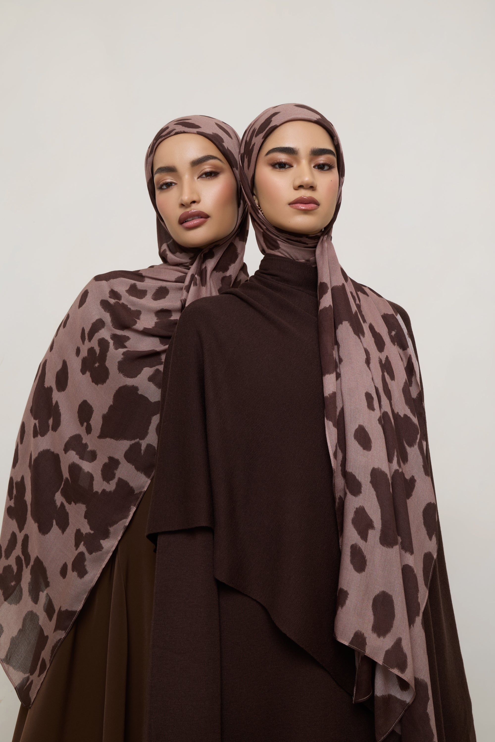 Printed Modal Hijab - Chocolate Hide