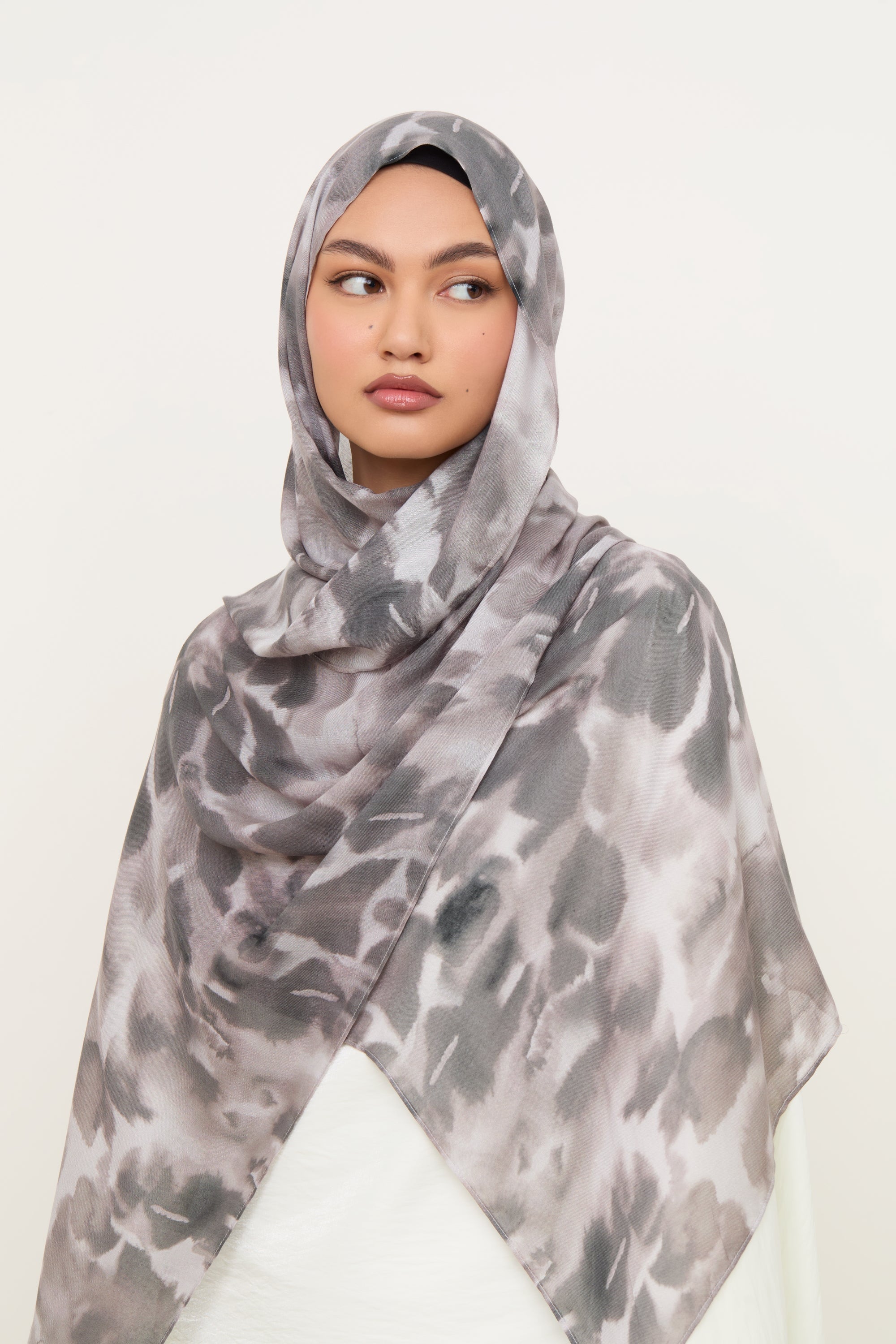 Printed Modal Hijab - Cloudy Stone Hijabs Veiled 