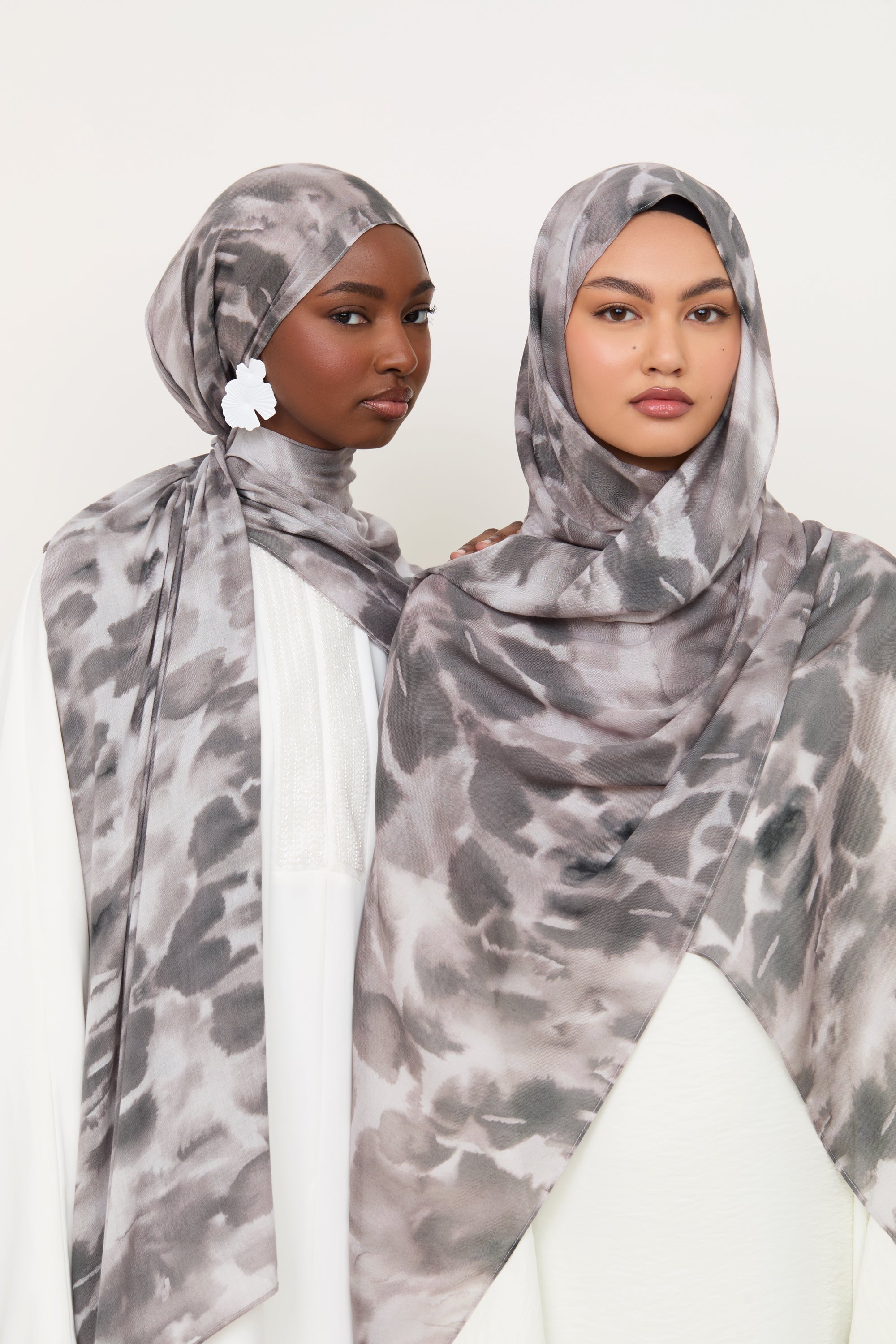 Printed Modal Hijab - Cloudy Stone Hijabs Veiled 