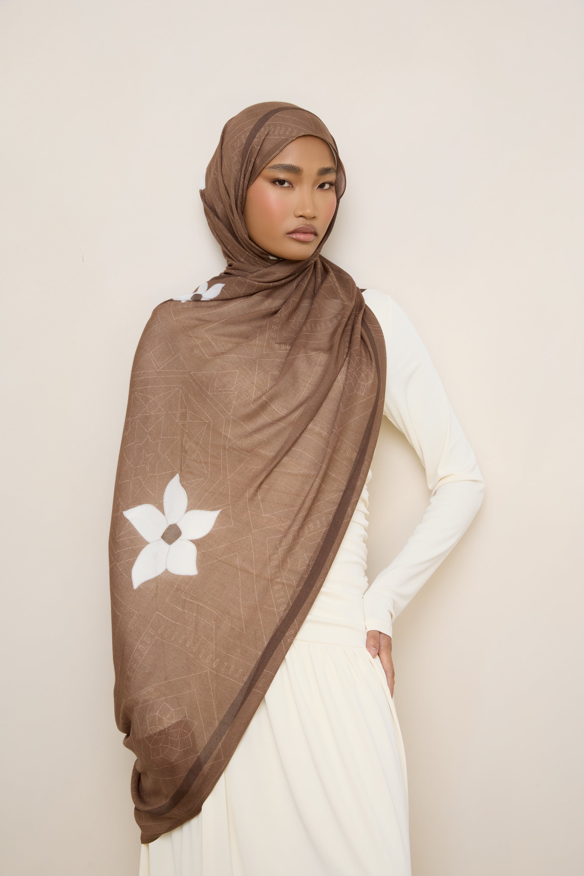 Printed Modal Hijab - Damascene Hijabs Veiled 