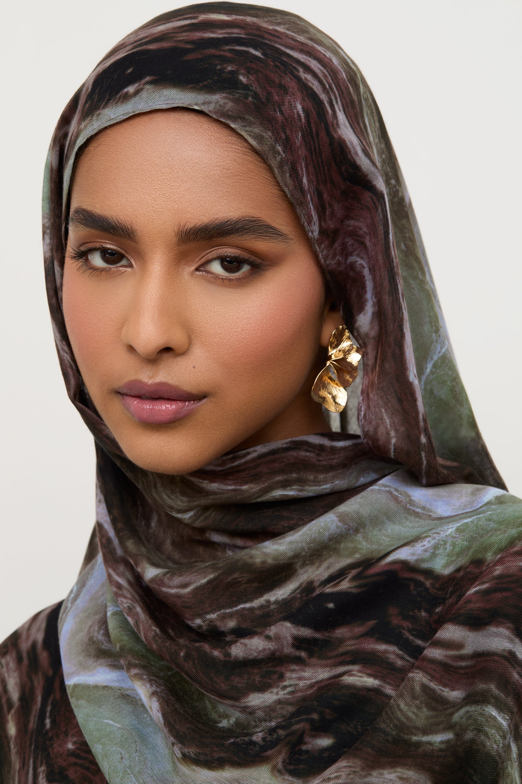 Printed Modal Hijab - Earth Marble Hijabs Veiled 