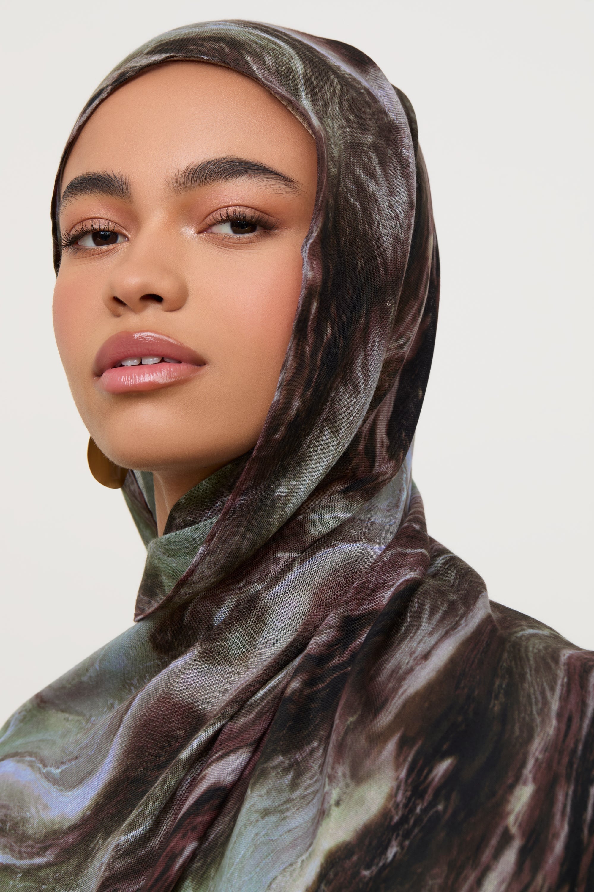 Printed Modal Hijab - Earth Marble Hijabs Veiled 