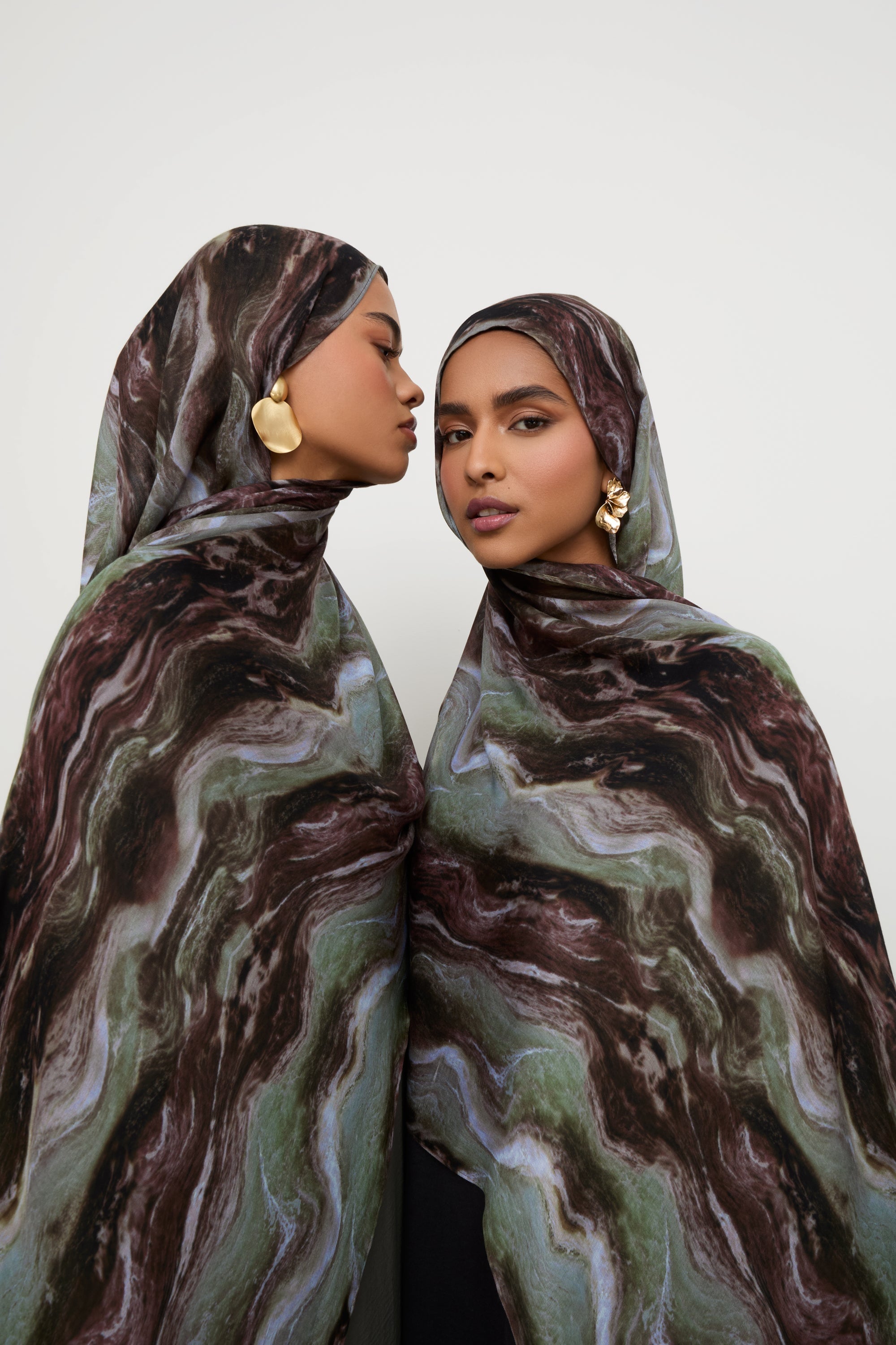 Printed Modal Hijab - Earth Marble Hijabs Veiled 