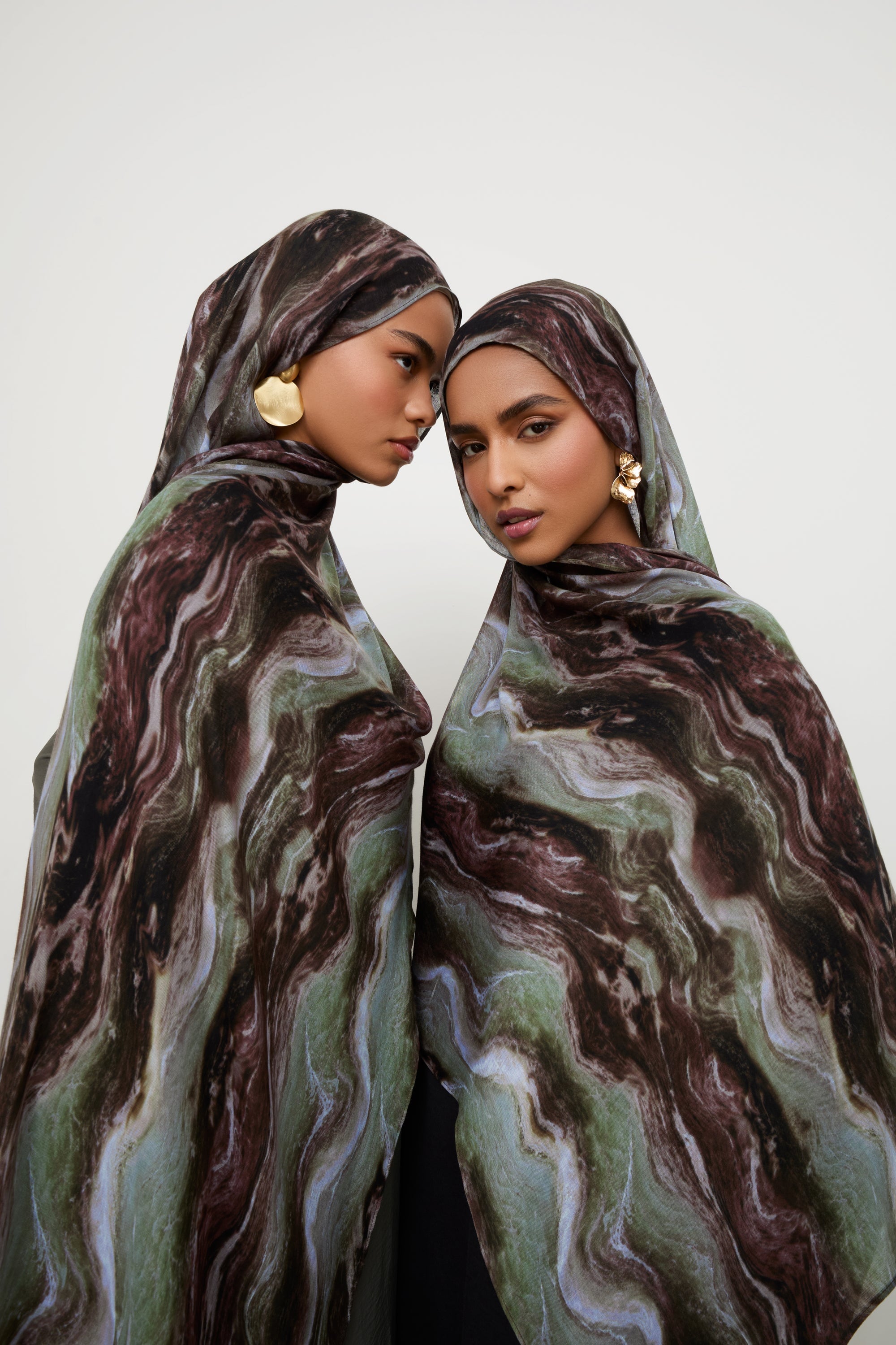 Printed Modal Hijab - Earth Marble Hijabs Veiled 