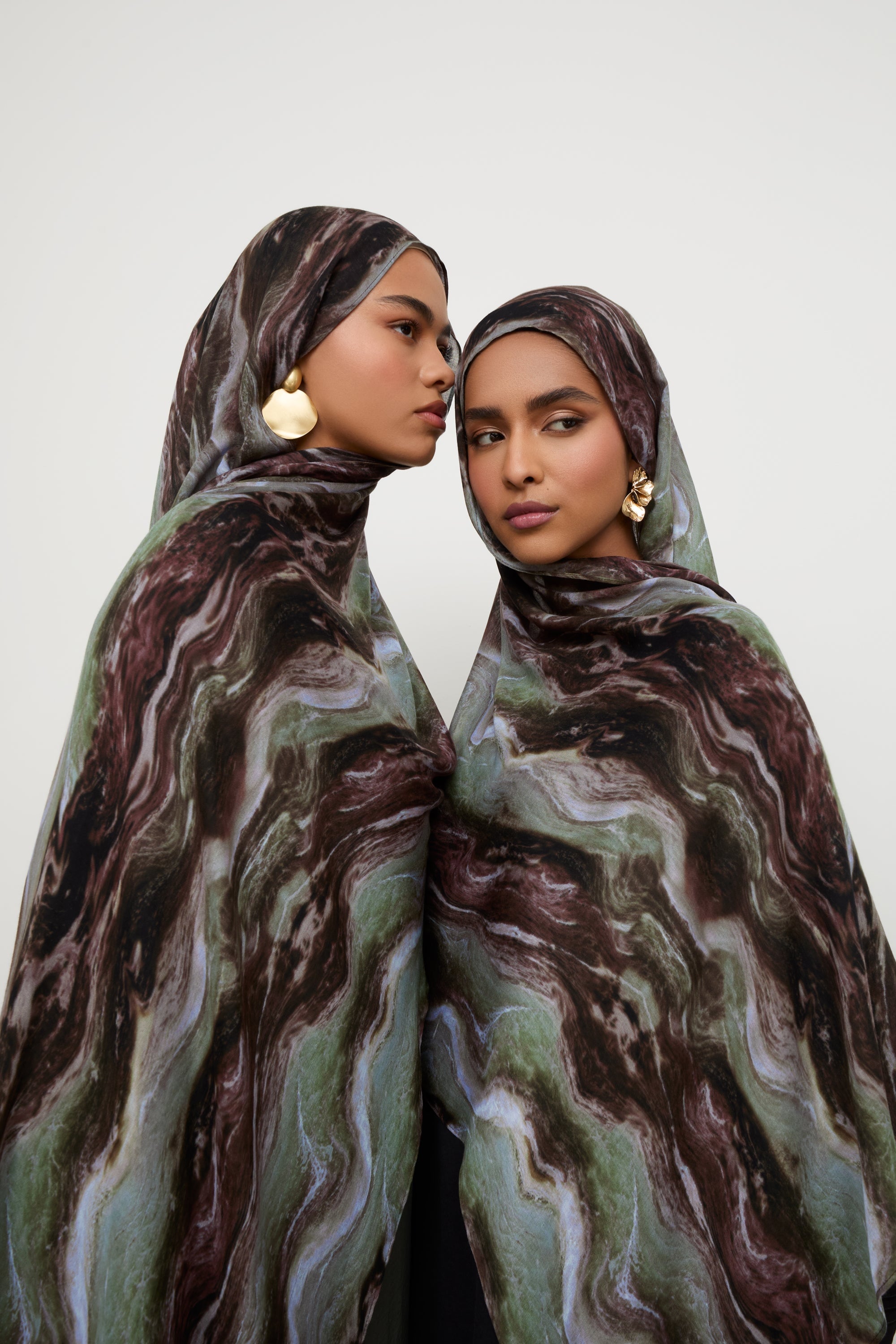 Printed Modal Hijab - Earth Marble Hijabs Veiled 