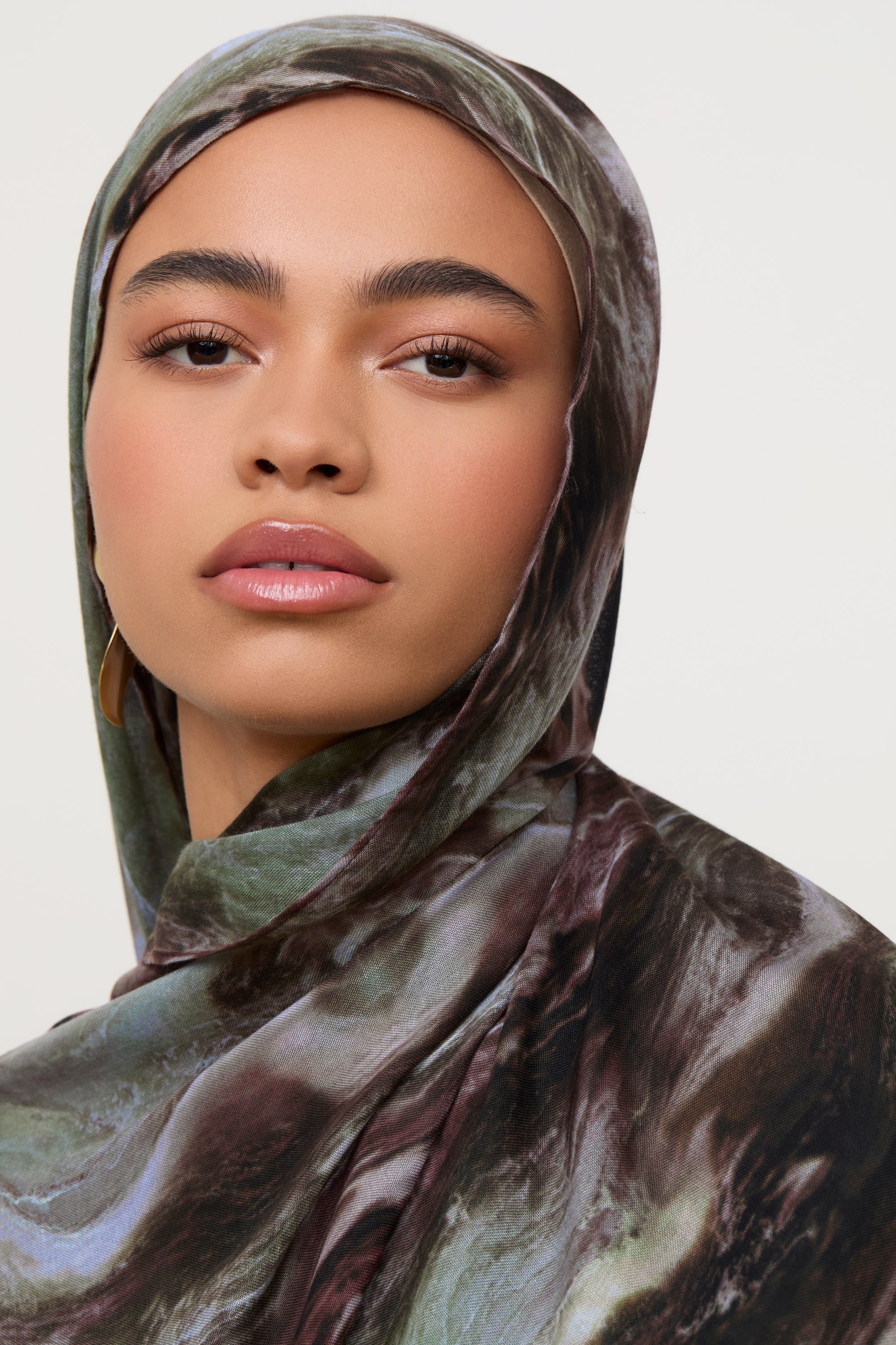 Printed Modal Hijab - Earth Marble Hijabs Veiled 