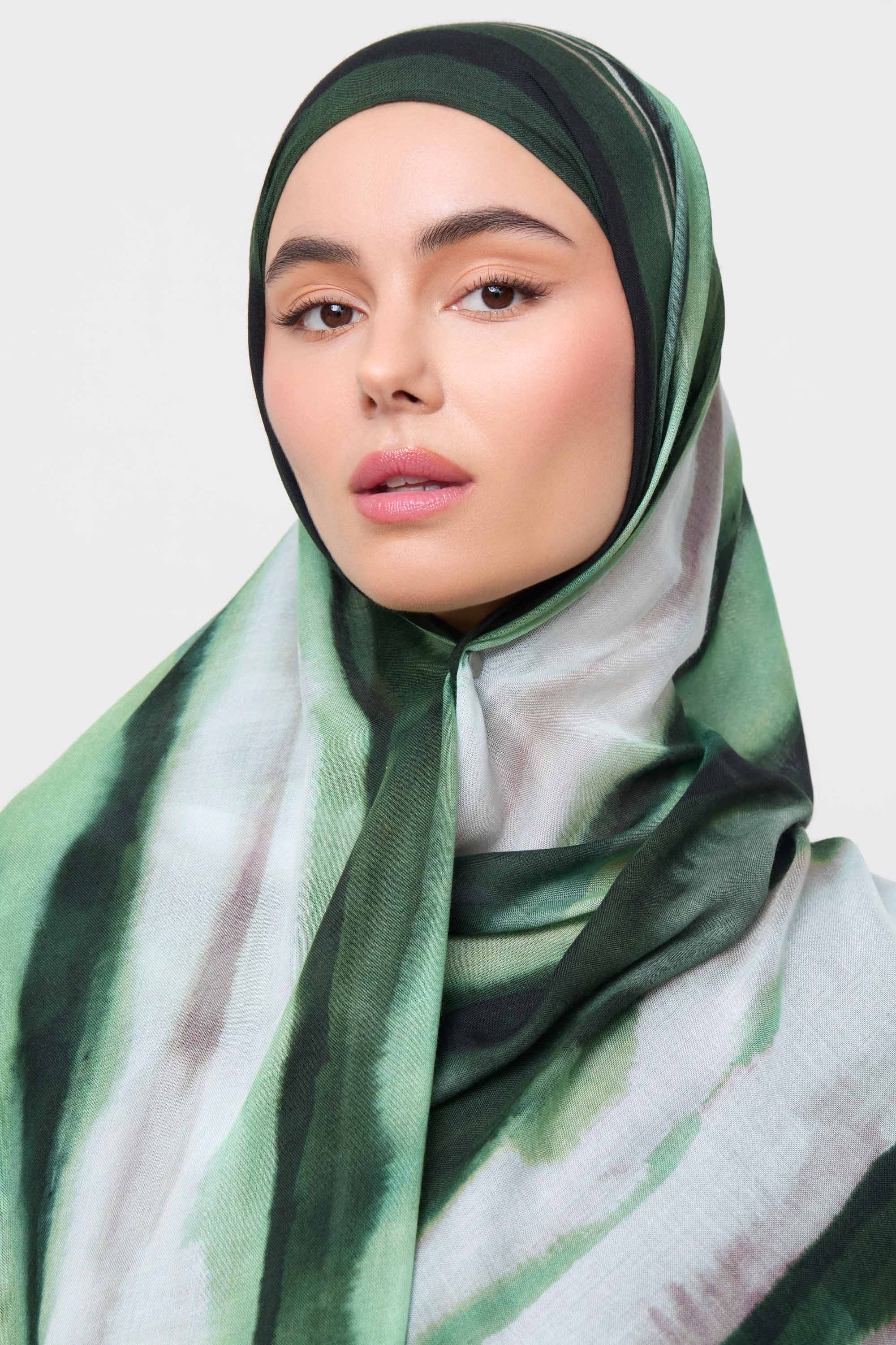 Printed Modal Hijab - Evergreen Waves Hijabs Veiled 