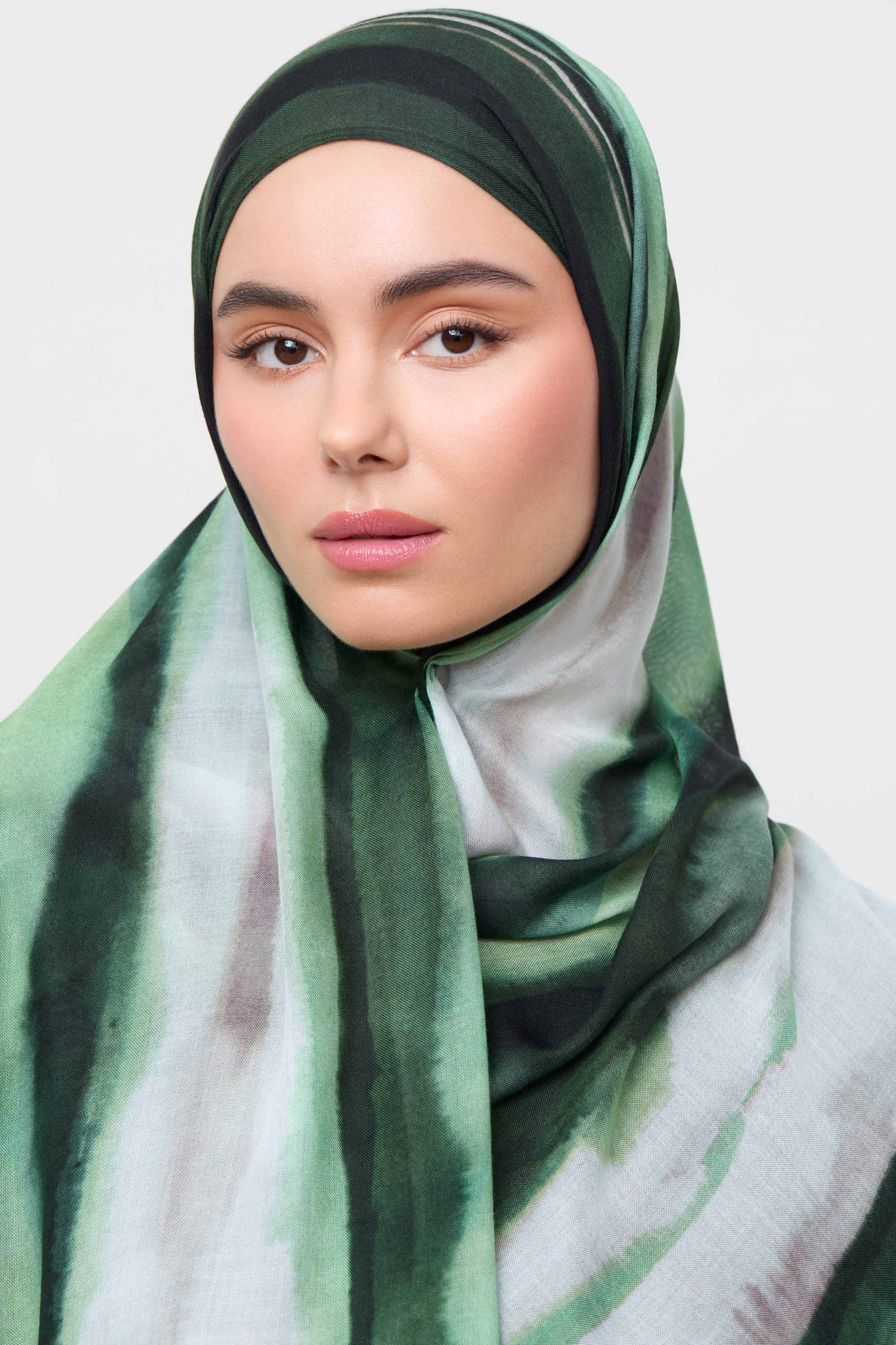 Printed Modal Hijab - Evergreen Waves Hijabs Veiled 