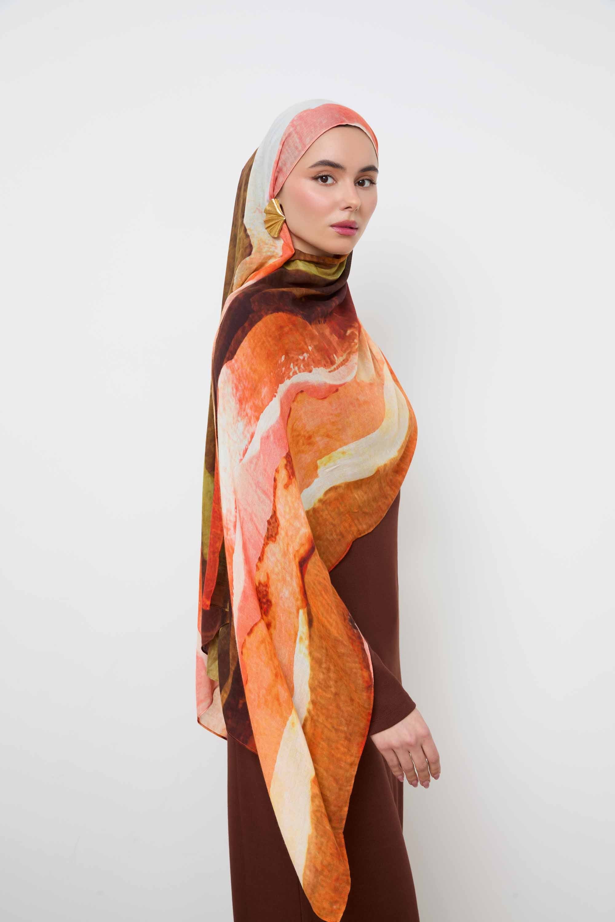 Printed Modal Hijab - Golden Sands Hijabs Veiled 