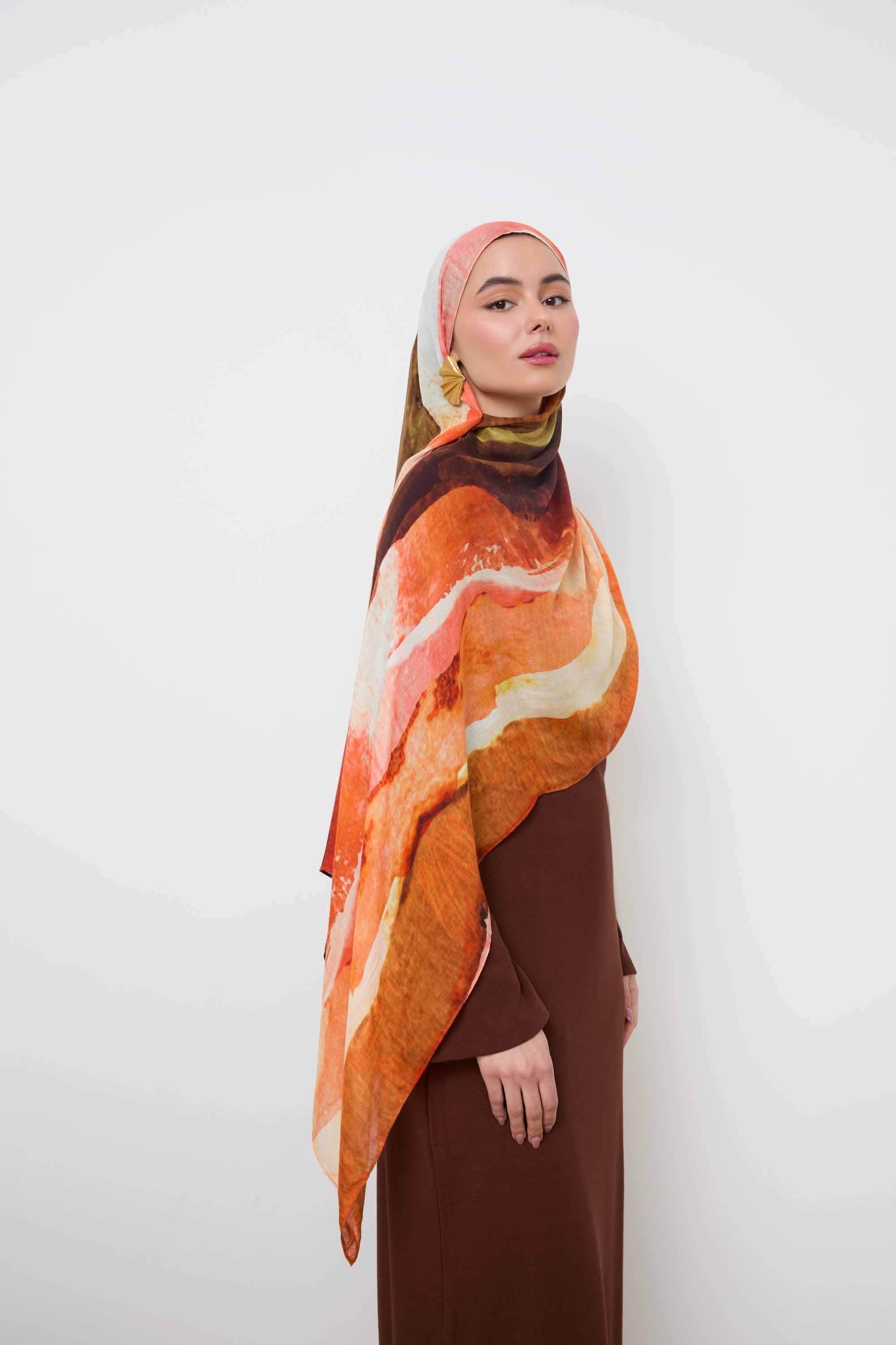 Printed Modal Hijab - Golden Sands Hijabs Veiled 