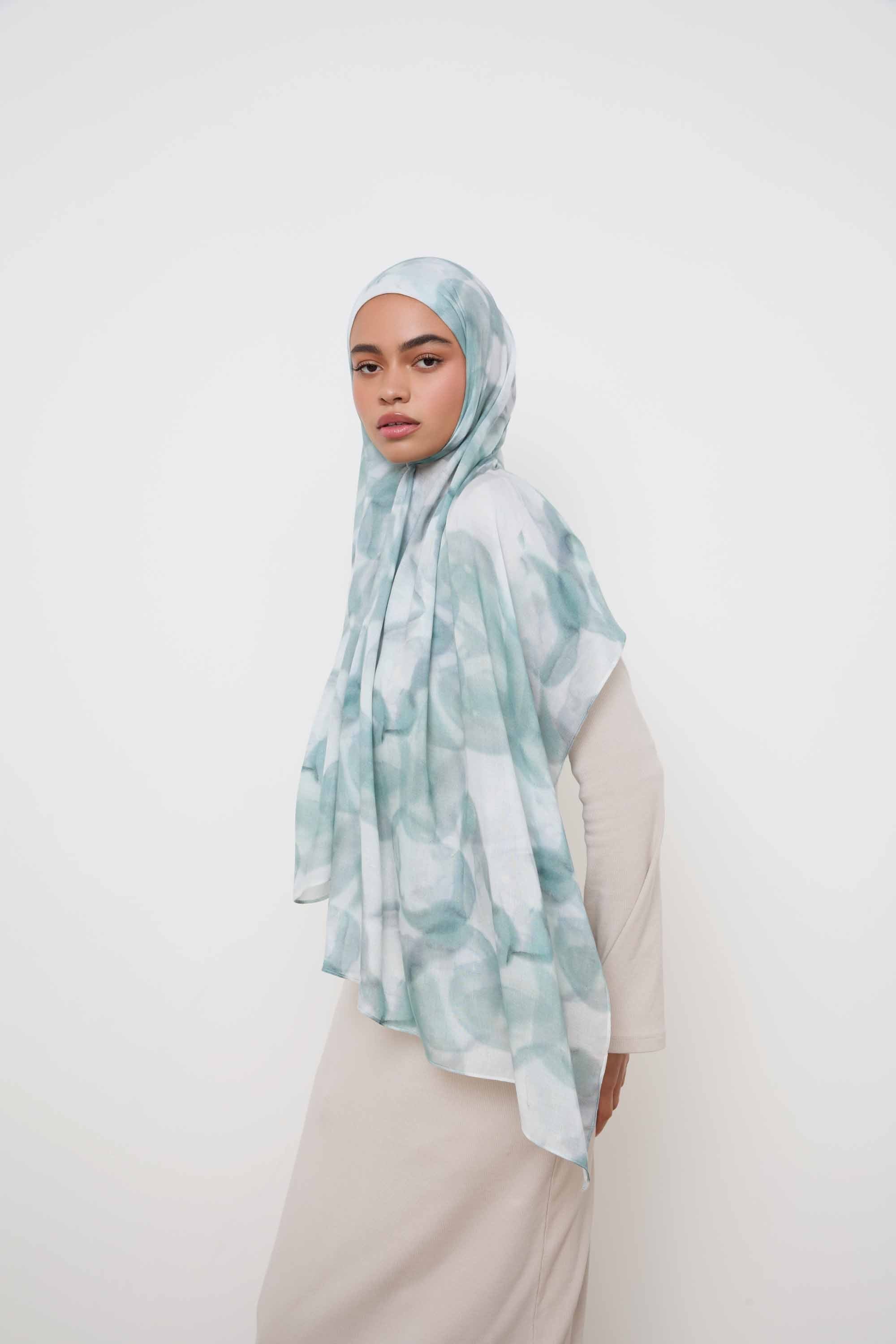 Printed Modal Hijab - Icy Bloom