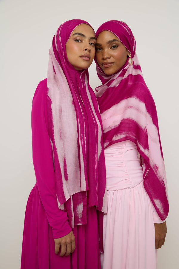 Printed Modal Hijab - Magenta Waves Hijab Veiled 